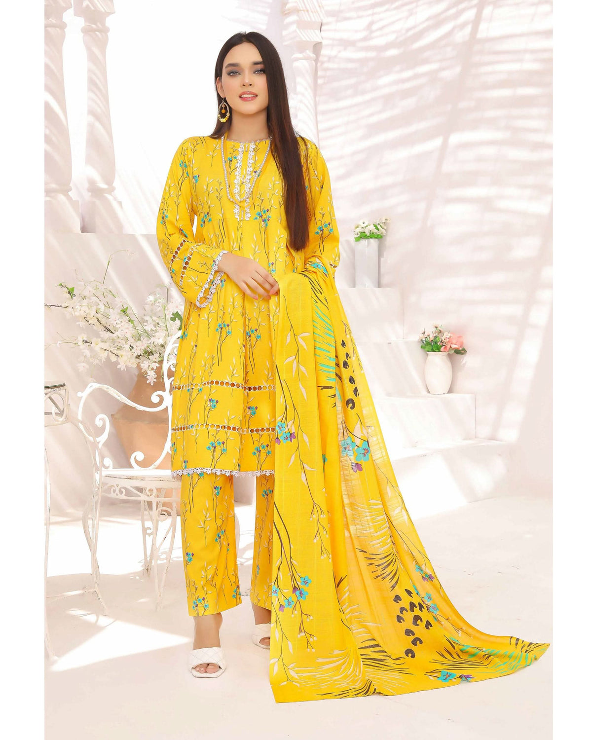 Nyasia By RA-Bin Hameeb Linen Cord's Printed Unstitched 3Pcs Suit - 4