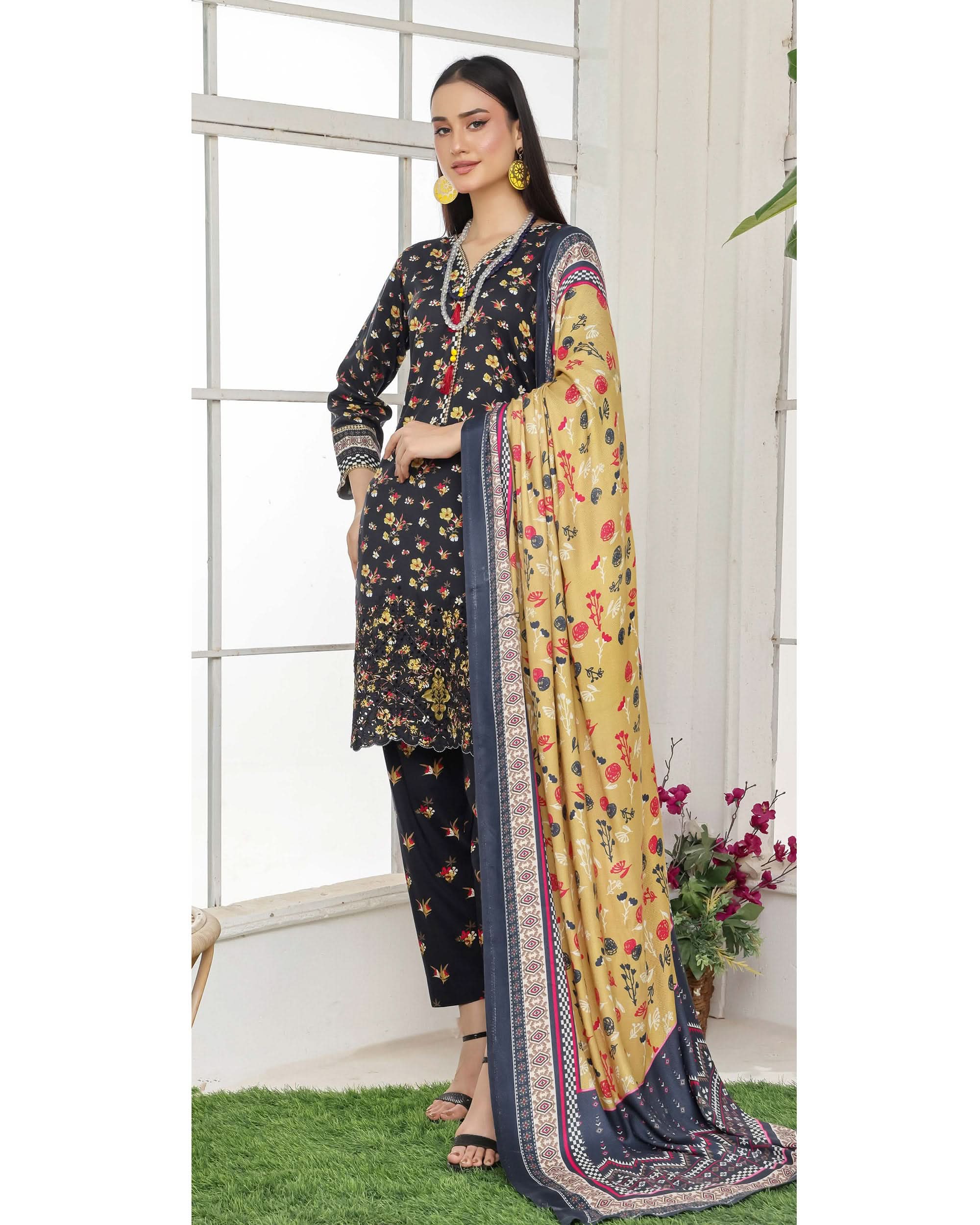 Varda By RA-Bin Hameed Embroidered Chikankari Unstitiched 3Pcs Suit - 6