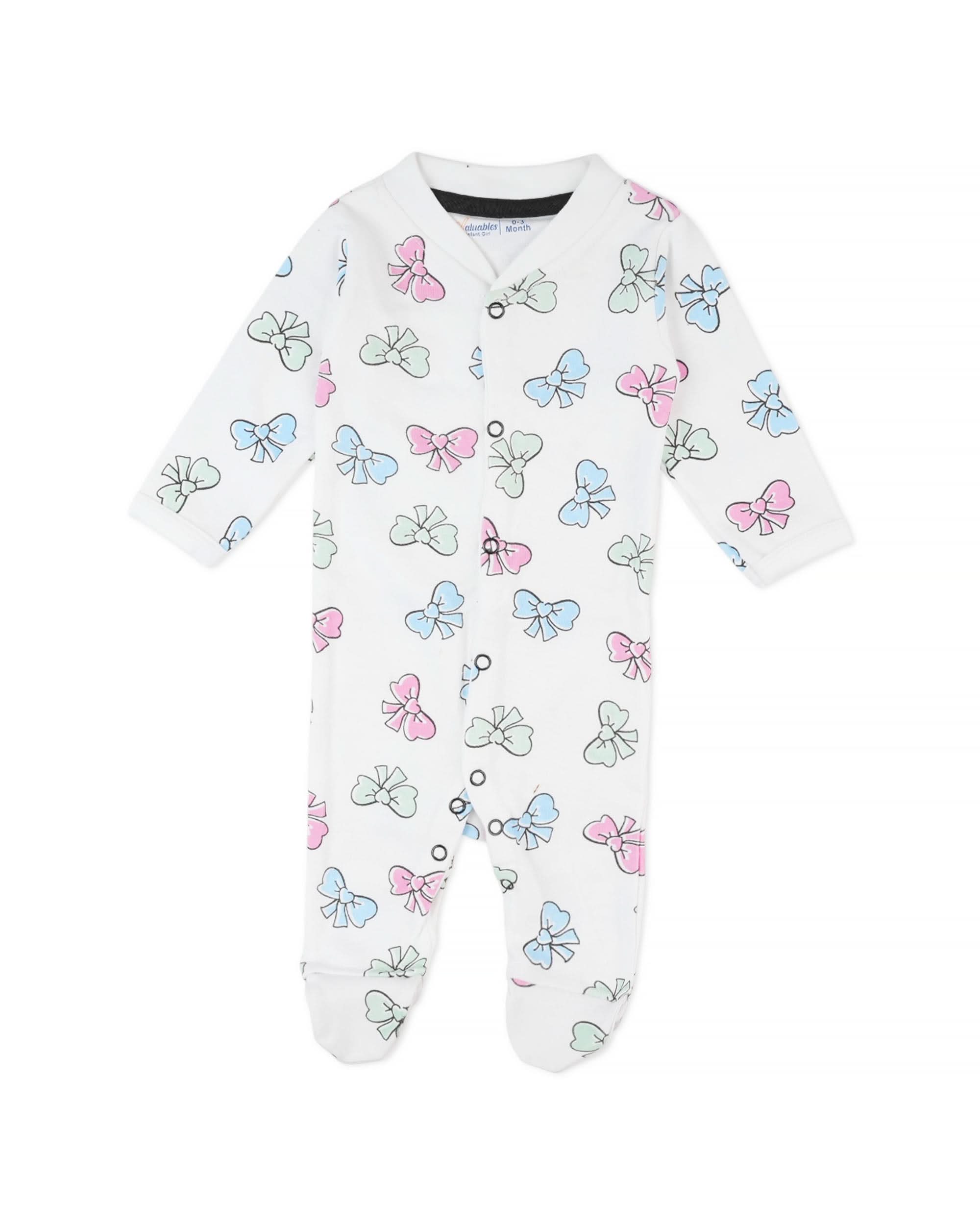 Valuables Newborn Girls Rompers Henley with Socks