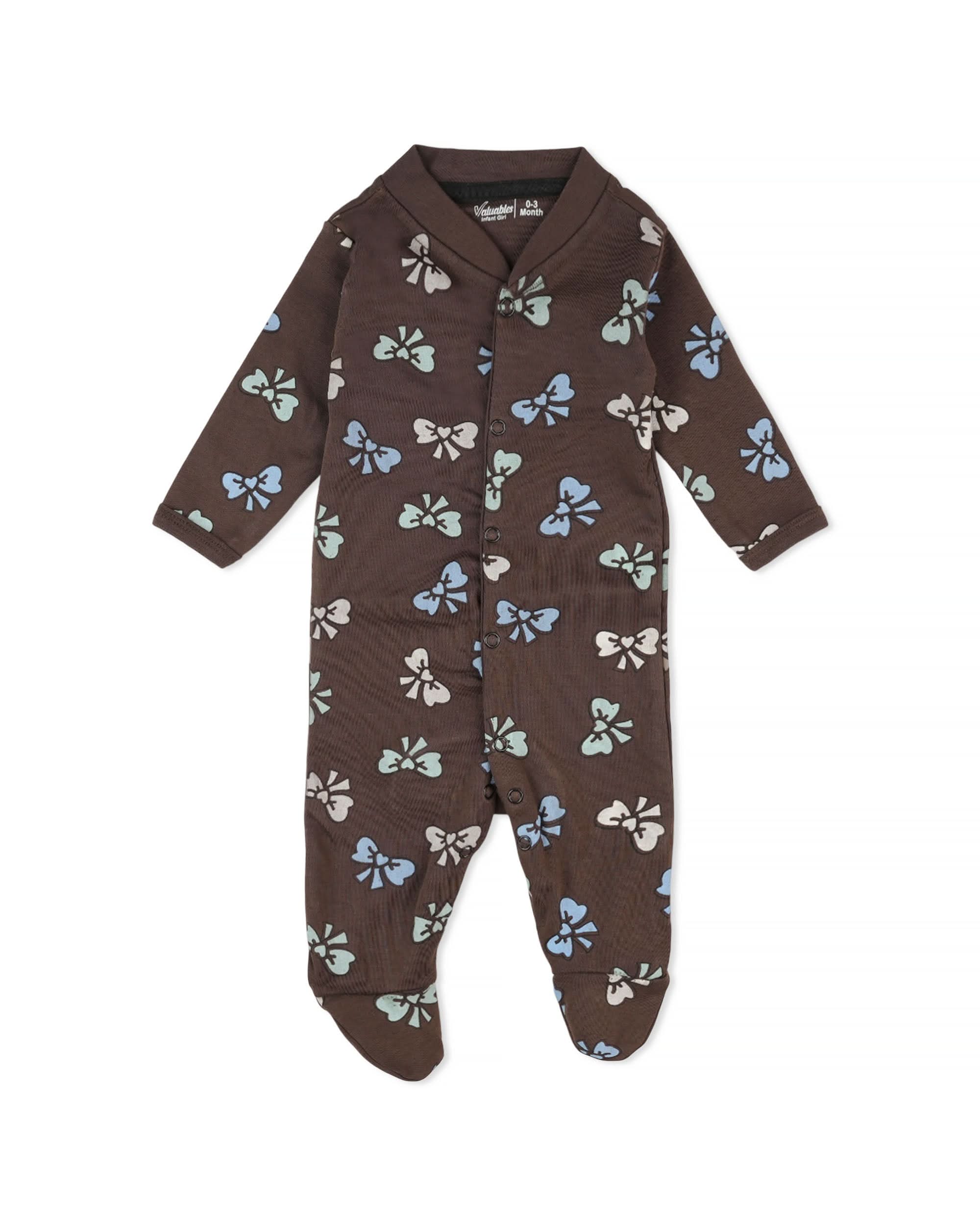 Valuables Newborn Girls Rompers Henley with Socks