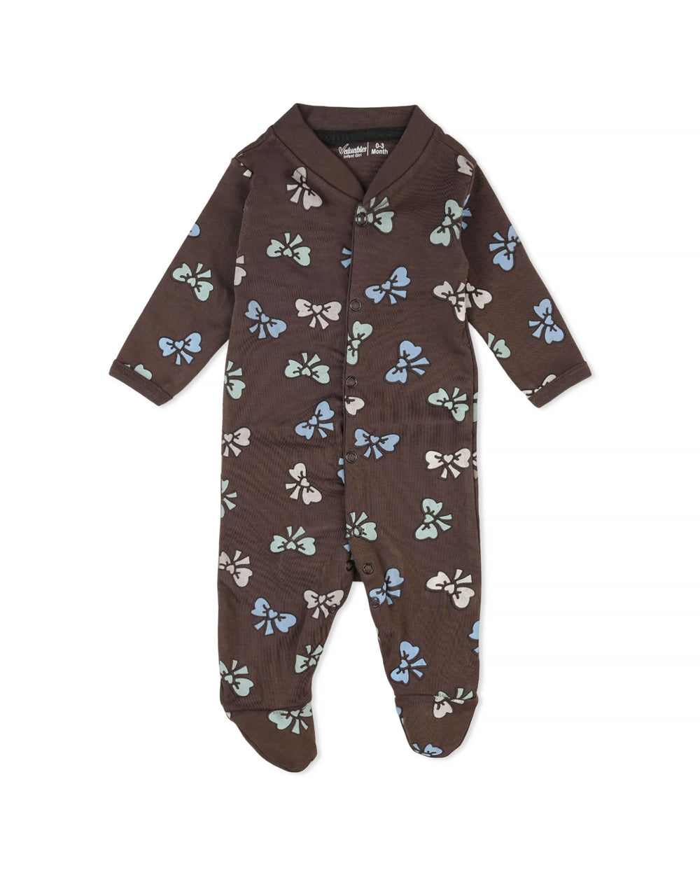 Valuables Newborn Girls Rompers Henley with Socks