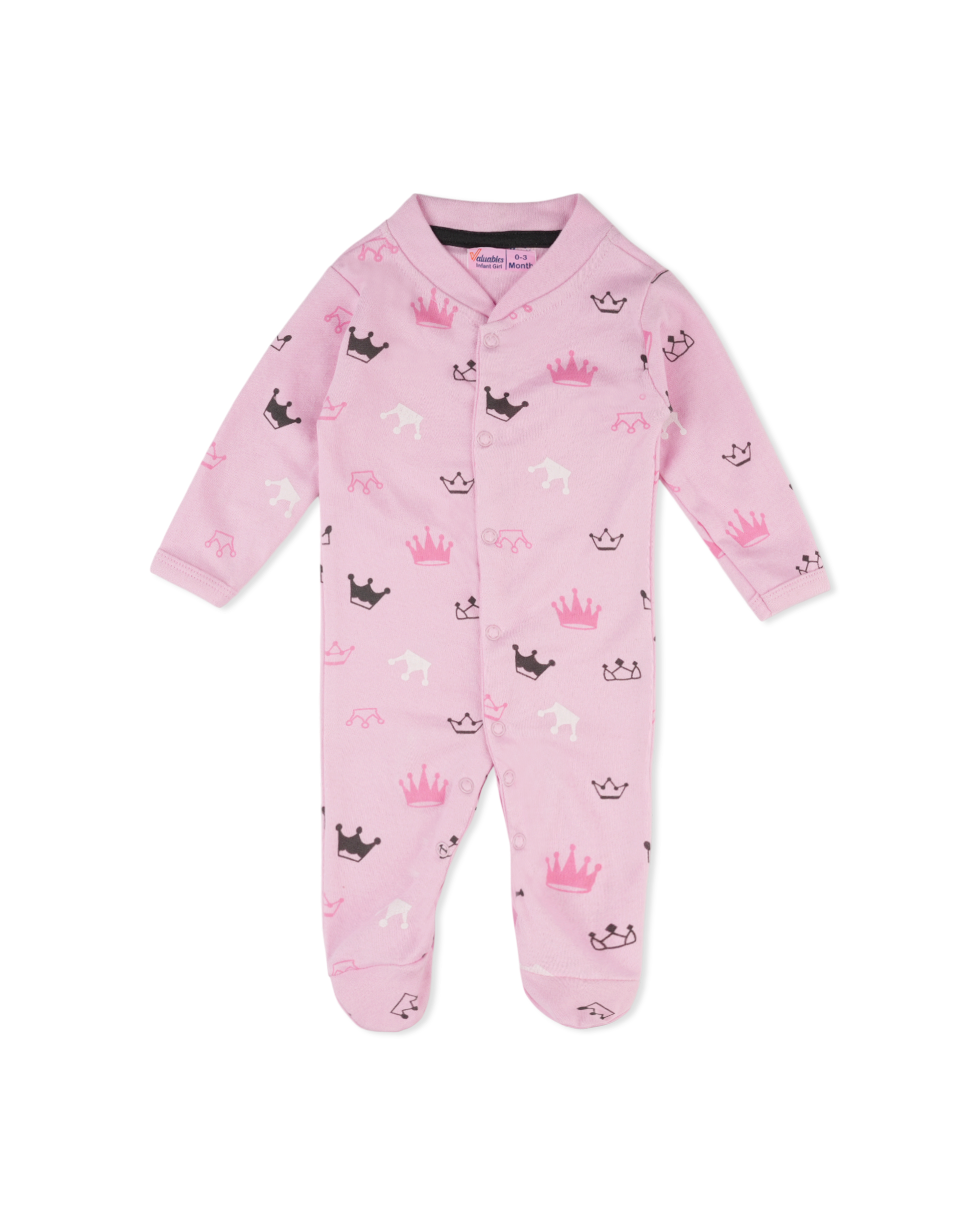 Valuables Newborn Girls Rompers Henley with Socks