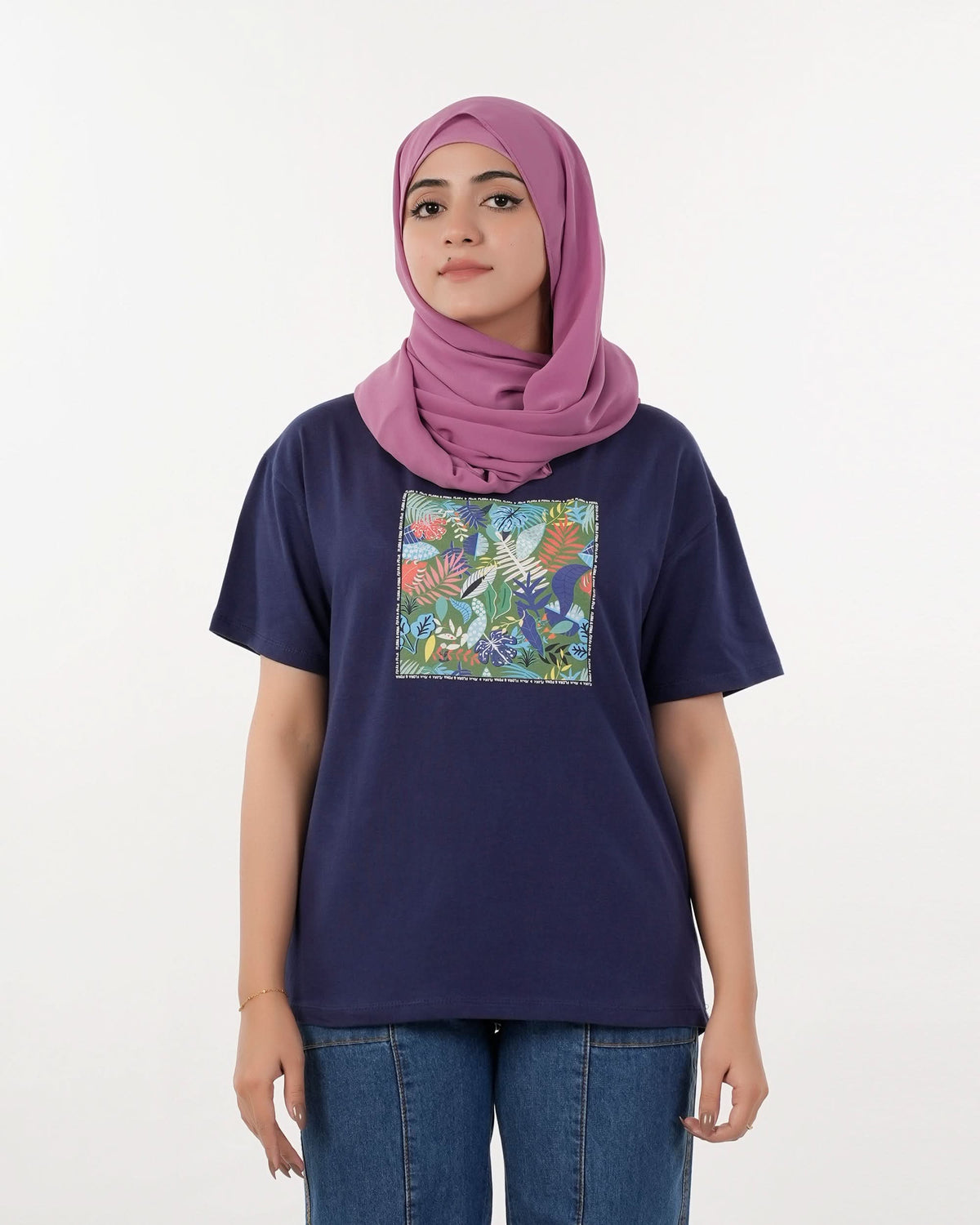 Eminent Women's Half Sleeves Printed T-Shirt - Medival Blue