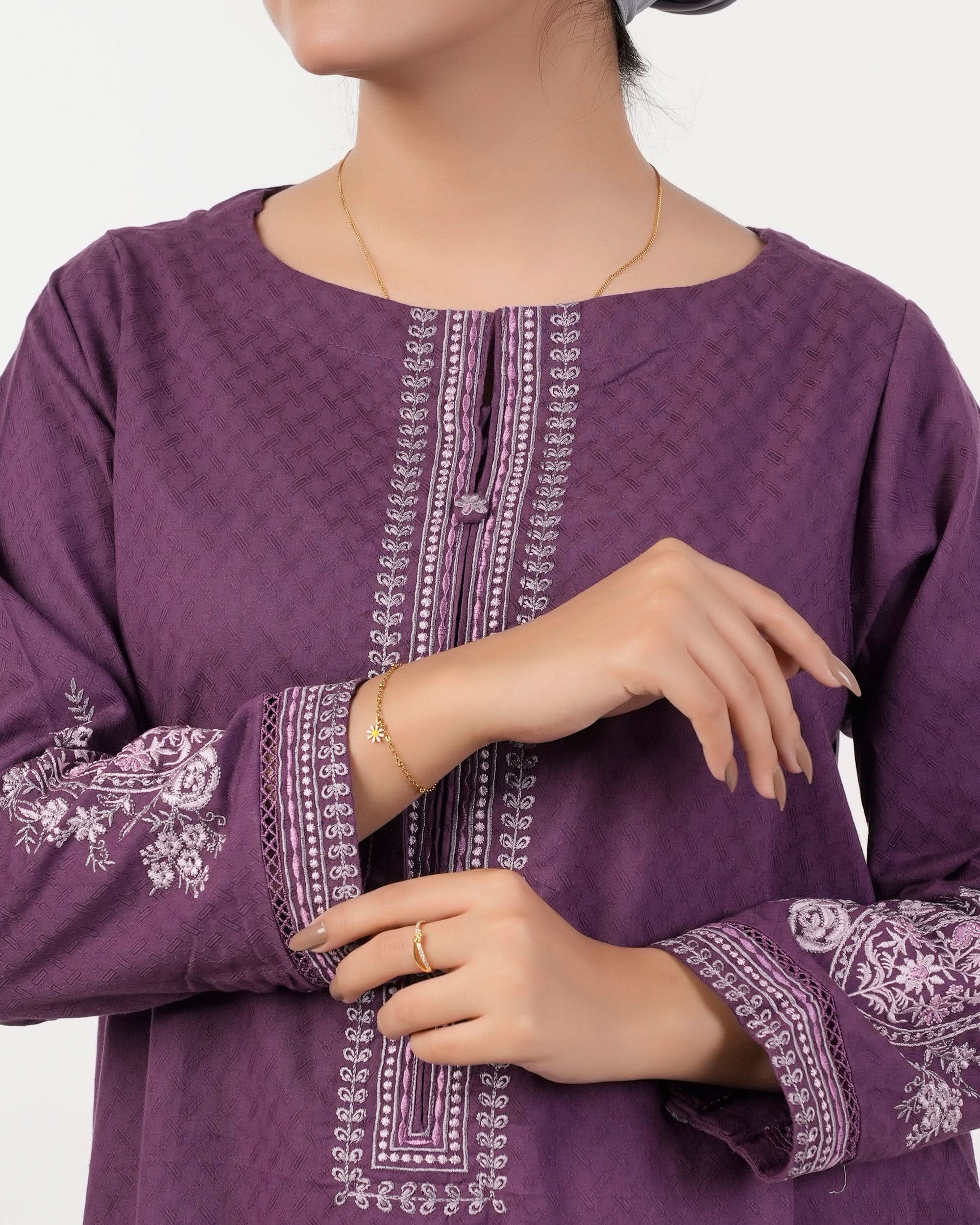 Eminent Women's Embroidered 02 Pcs Shalwar Suits - Purple