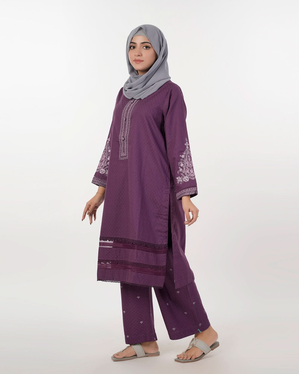 Eminent Women's Embroidered 02 Pcs Shalwar Suits - Purple