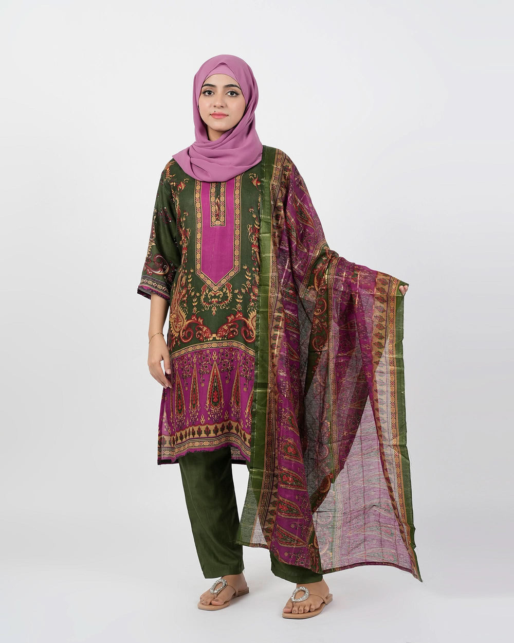 Valuable Women's Printed 3 Pcs Suit