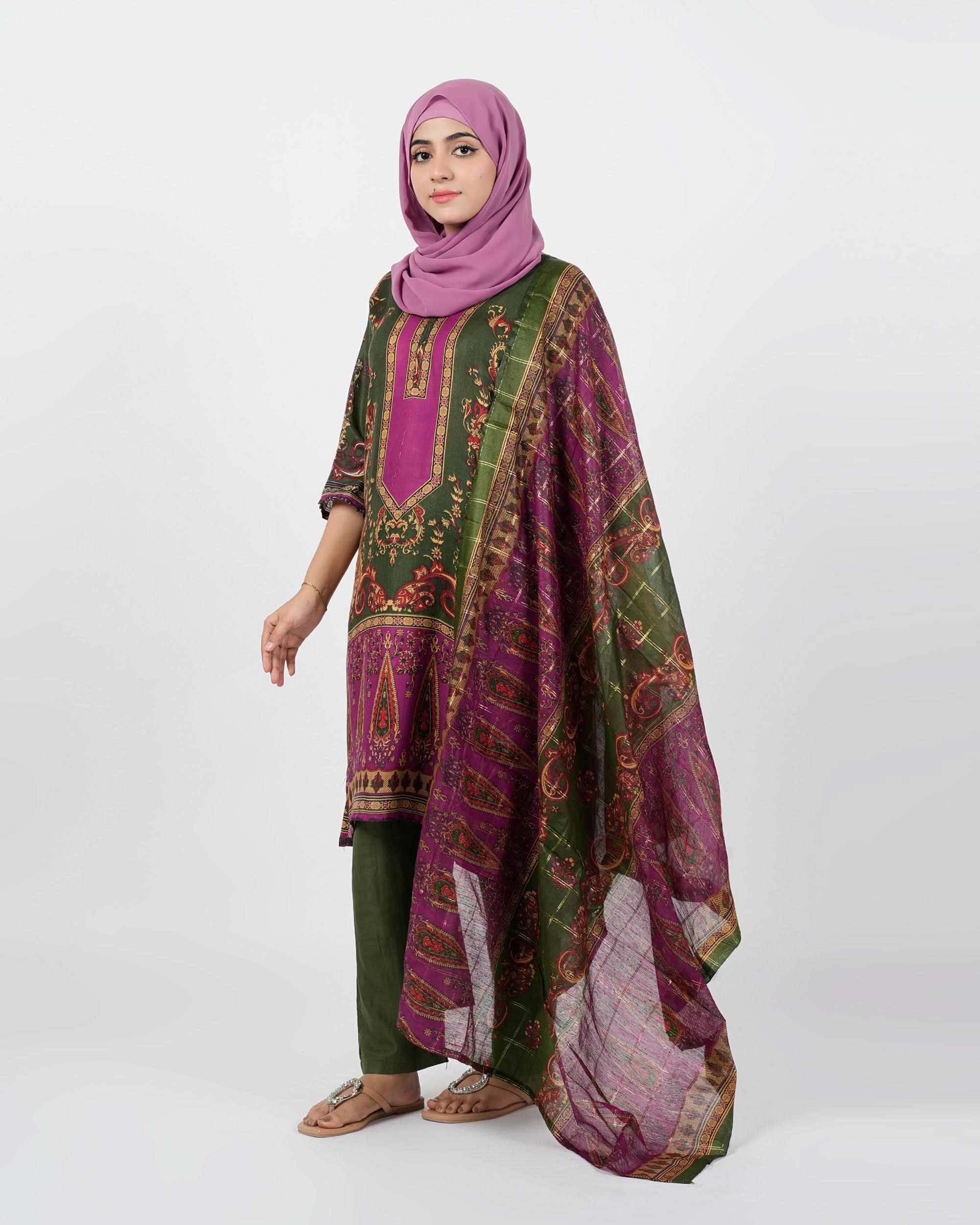 Valuable Women's Printed 3 Pcs Suit