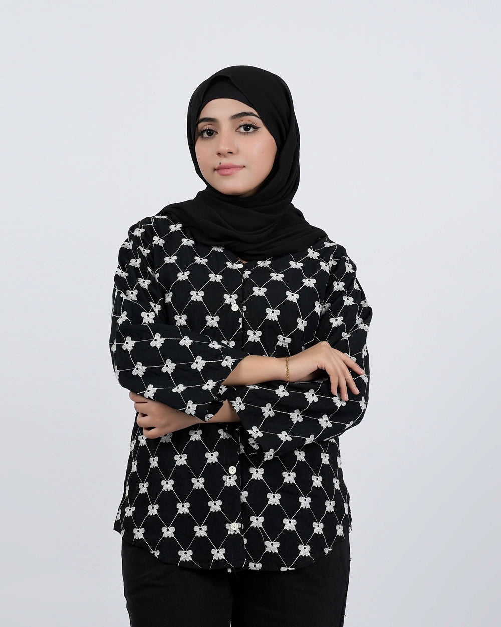 Valuables Women's Embroidered Chiffon Top