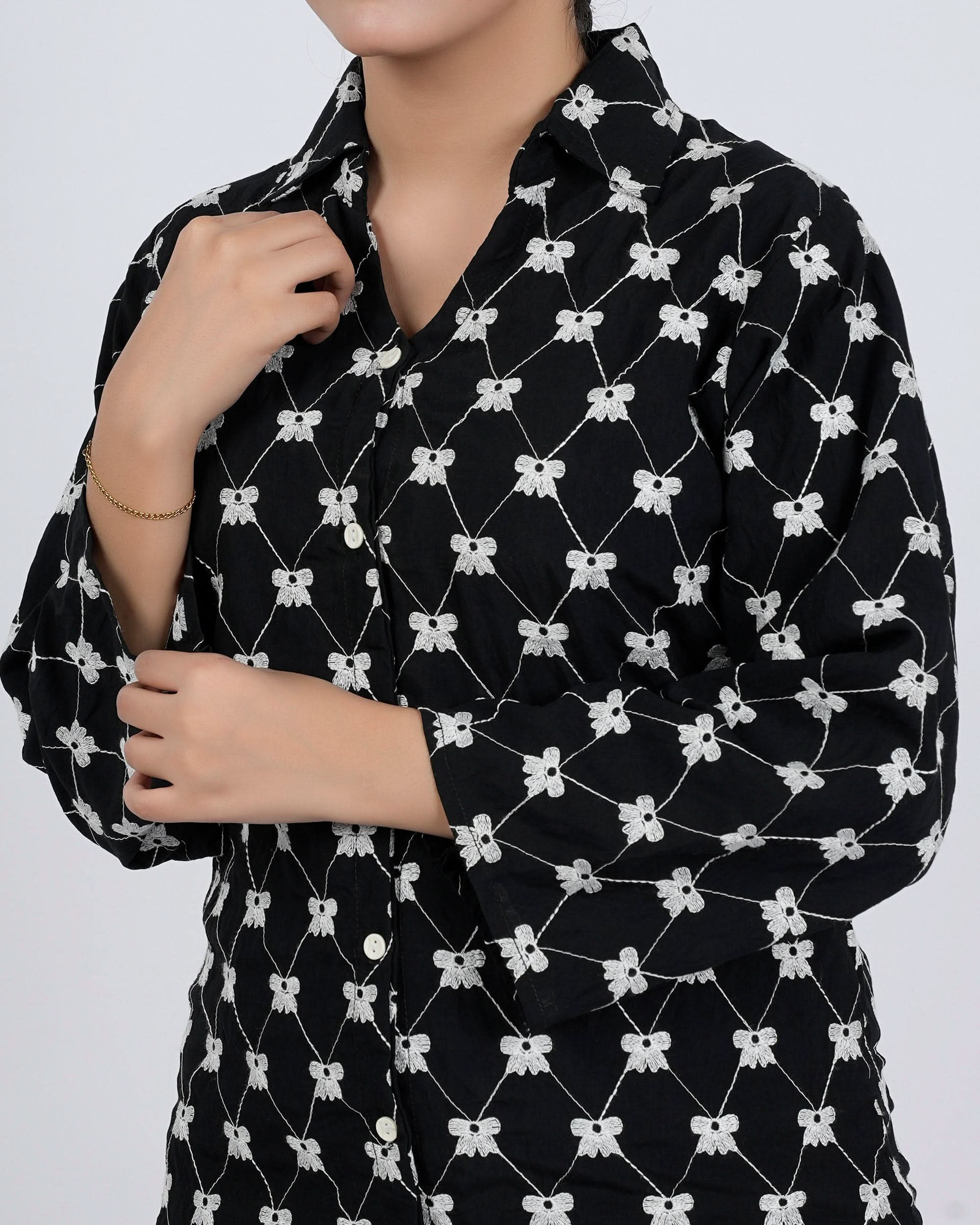 Valuables Women's Embroidered Chiffon Top