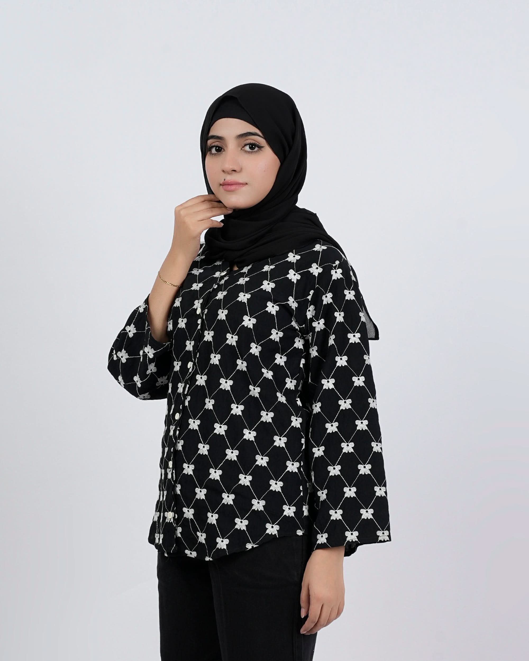 Valuables Women's Embroidered Chiffon Top