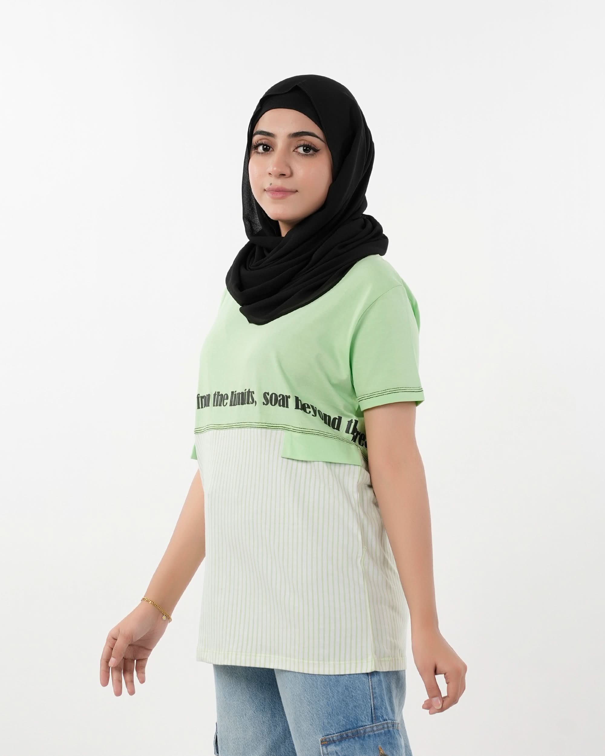 Eminent Women's Half Sleeves Printed T-Shirt - Green