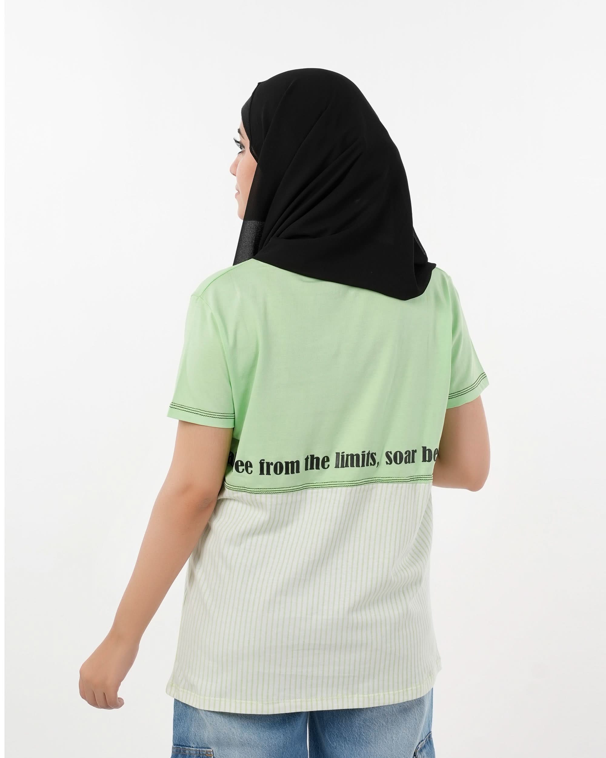 Eminent Women's Half Sleeves Printed T-Shirt - Green