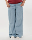 Women's Flared Denim With Belt - Ice Blue