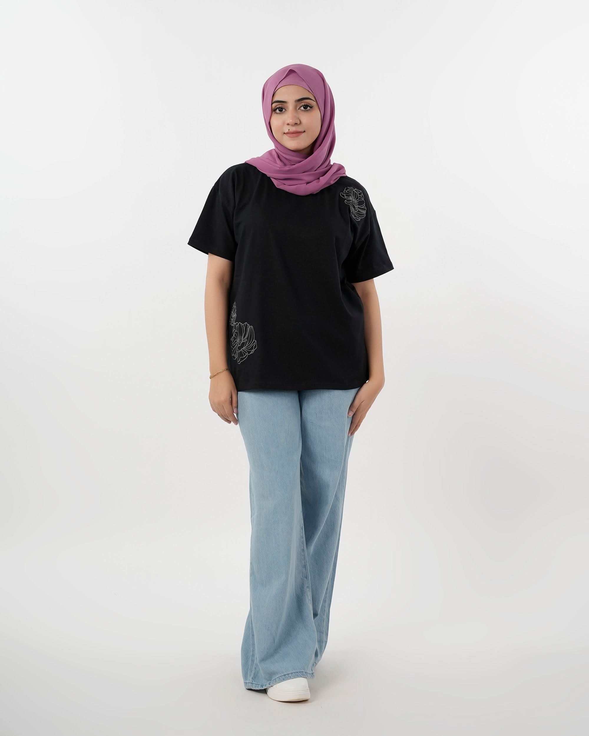 Eminent Women's Half Sleeves T-Shirt - Black