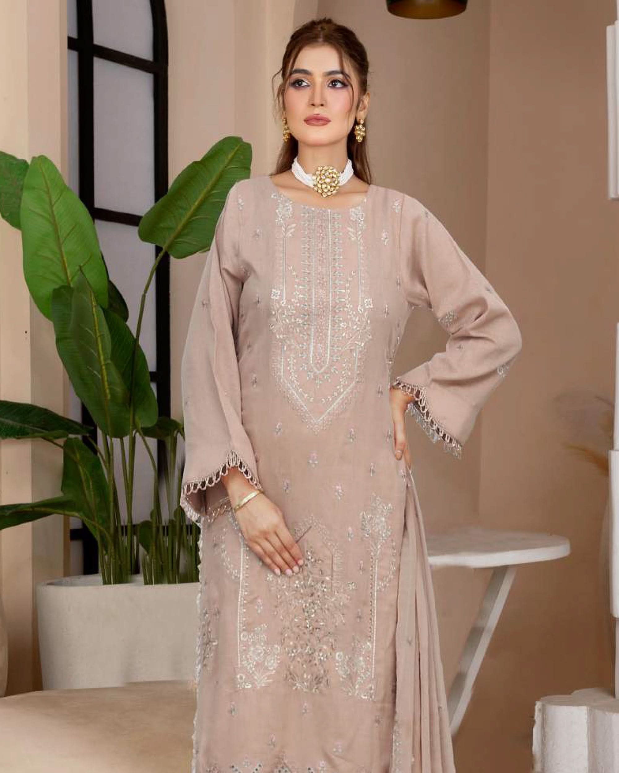 Noor Jahan Maha Noor Karandi Luxury Embroidered Suit with Dupatta - 5