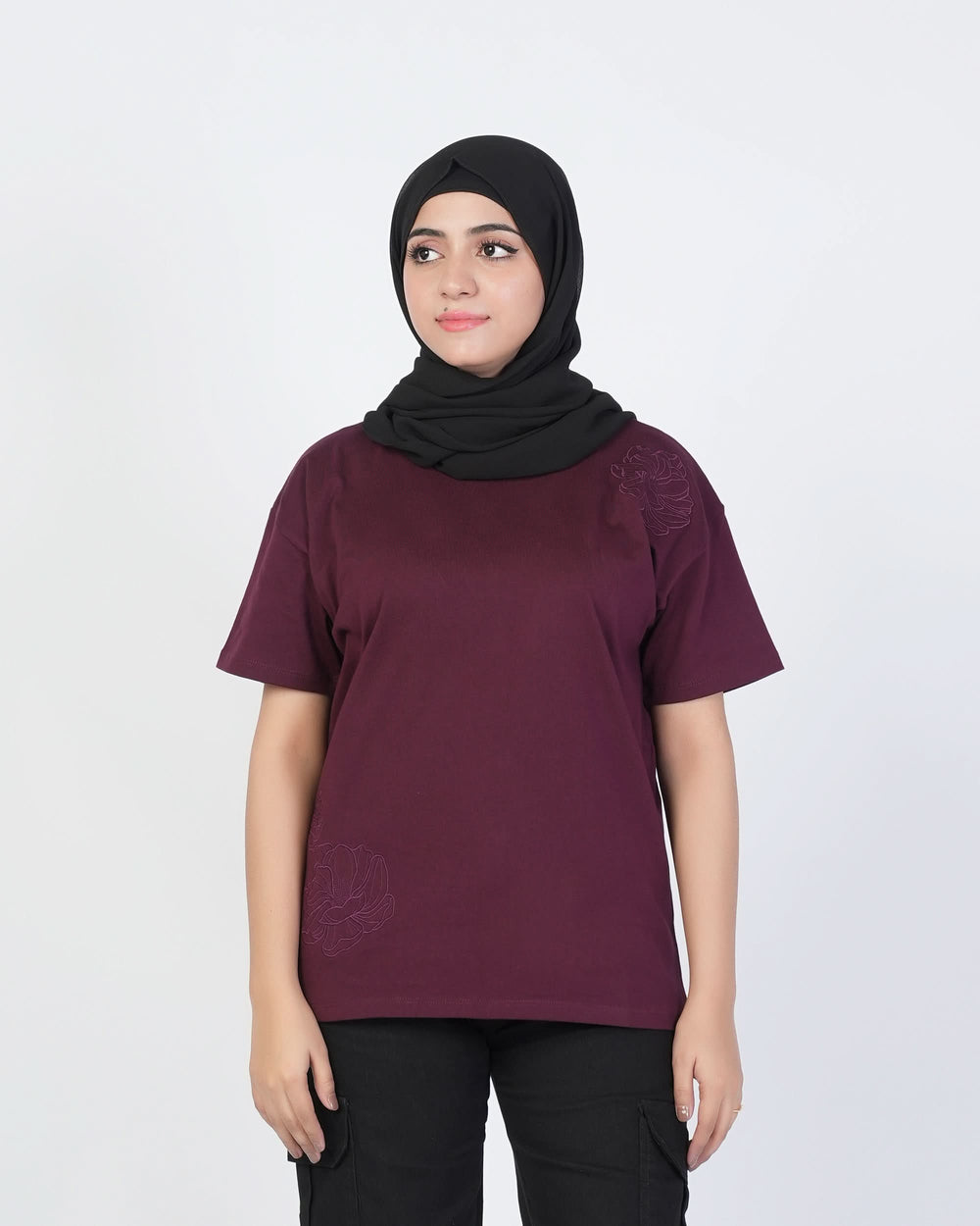 Eminent Women's Half Sleeves T-Shirt - Burgundy | Mannats Collection