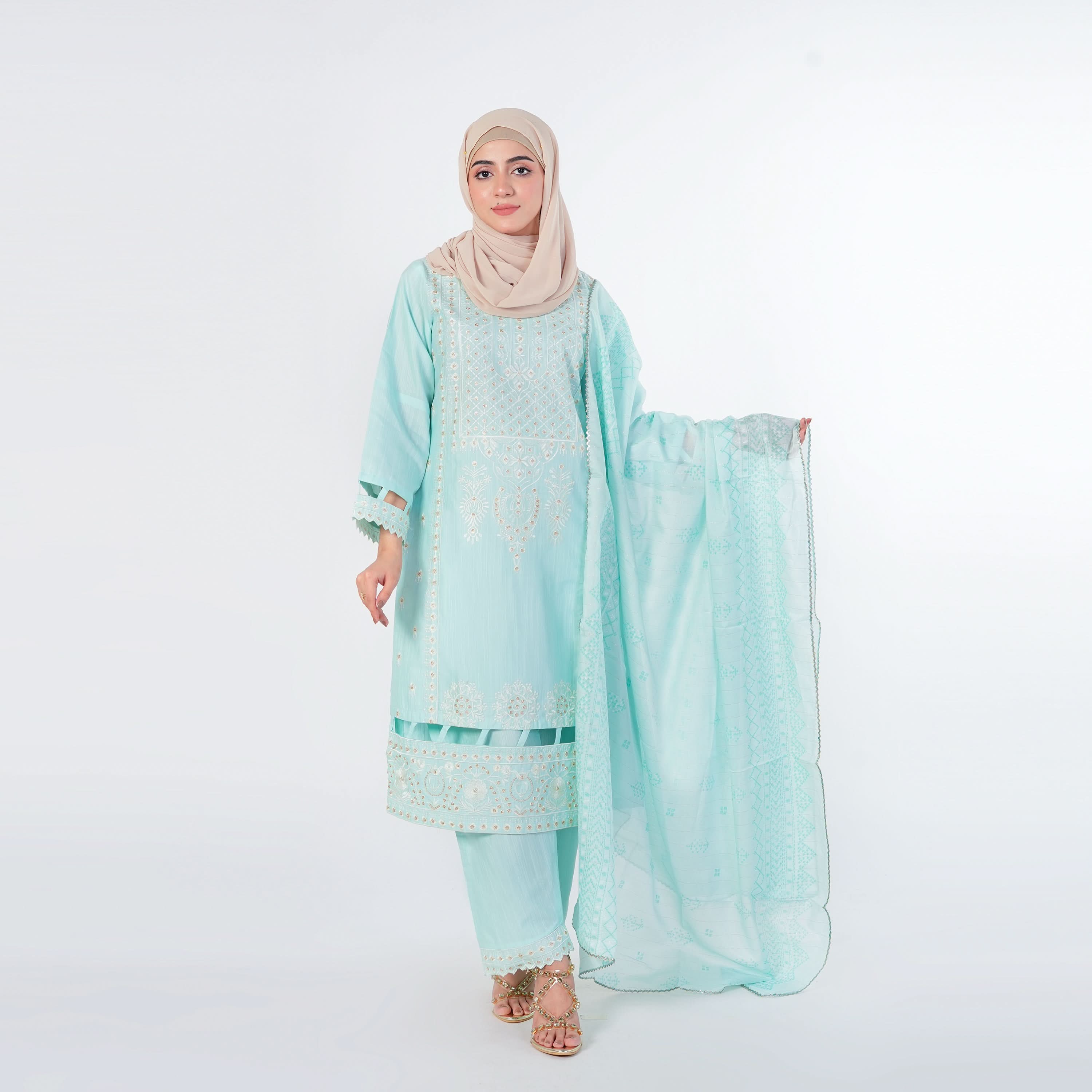 Women's Slub 3Pcs Fancy Suit