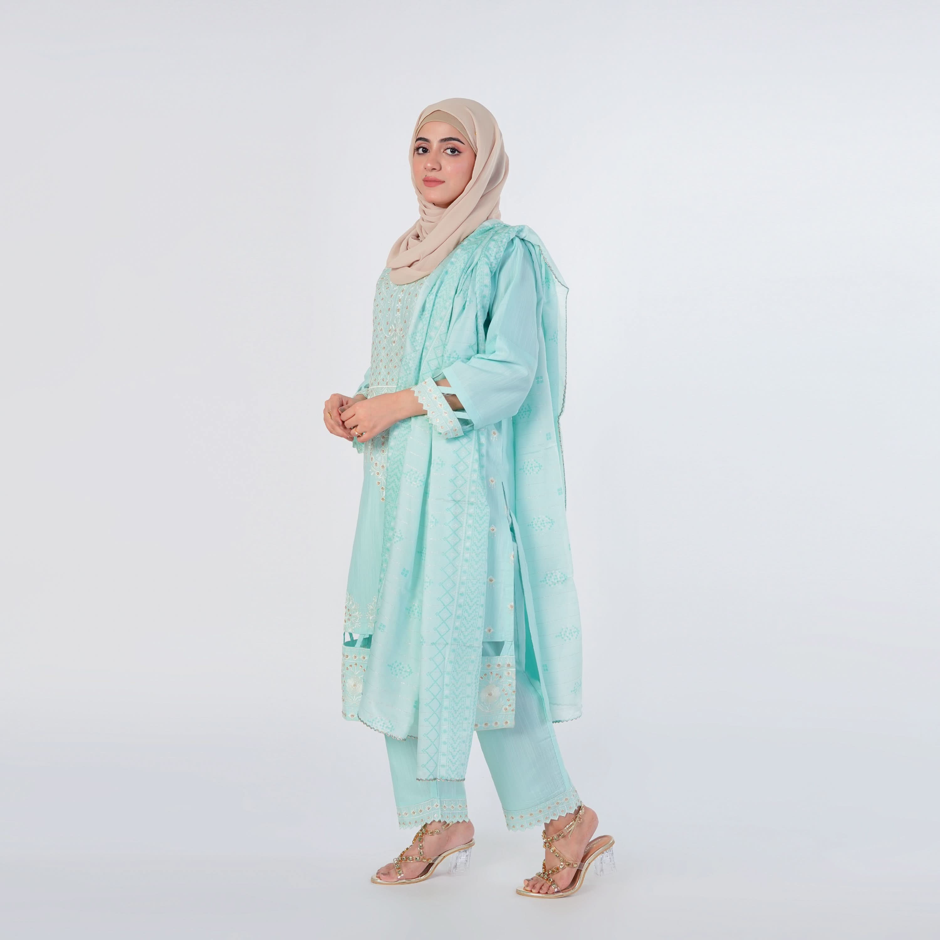 Women's Slub 3Pcs Fancy Suit