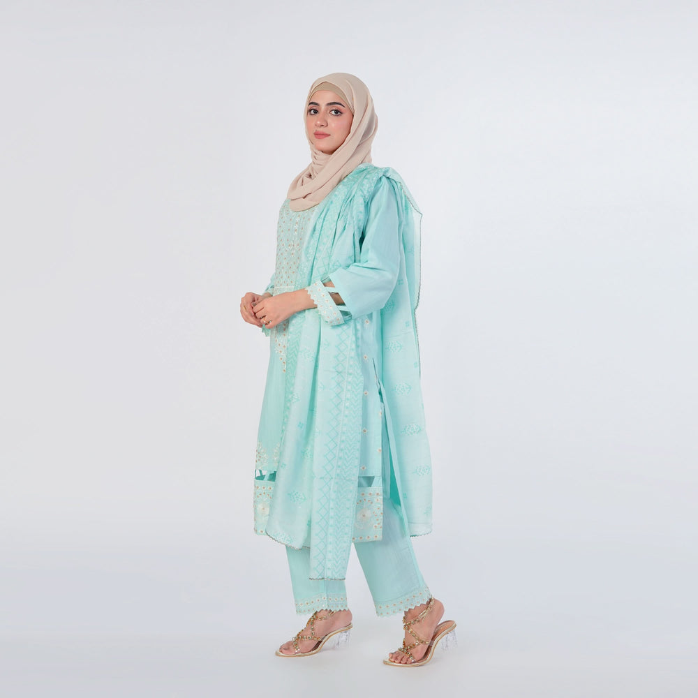 Women's Slub 3Pcs Fancy Suit