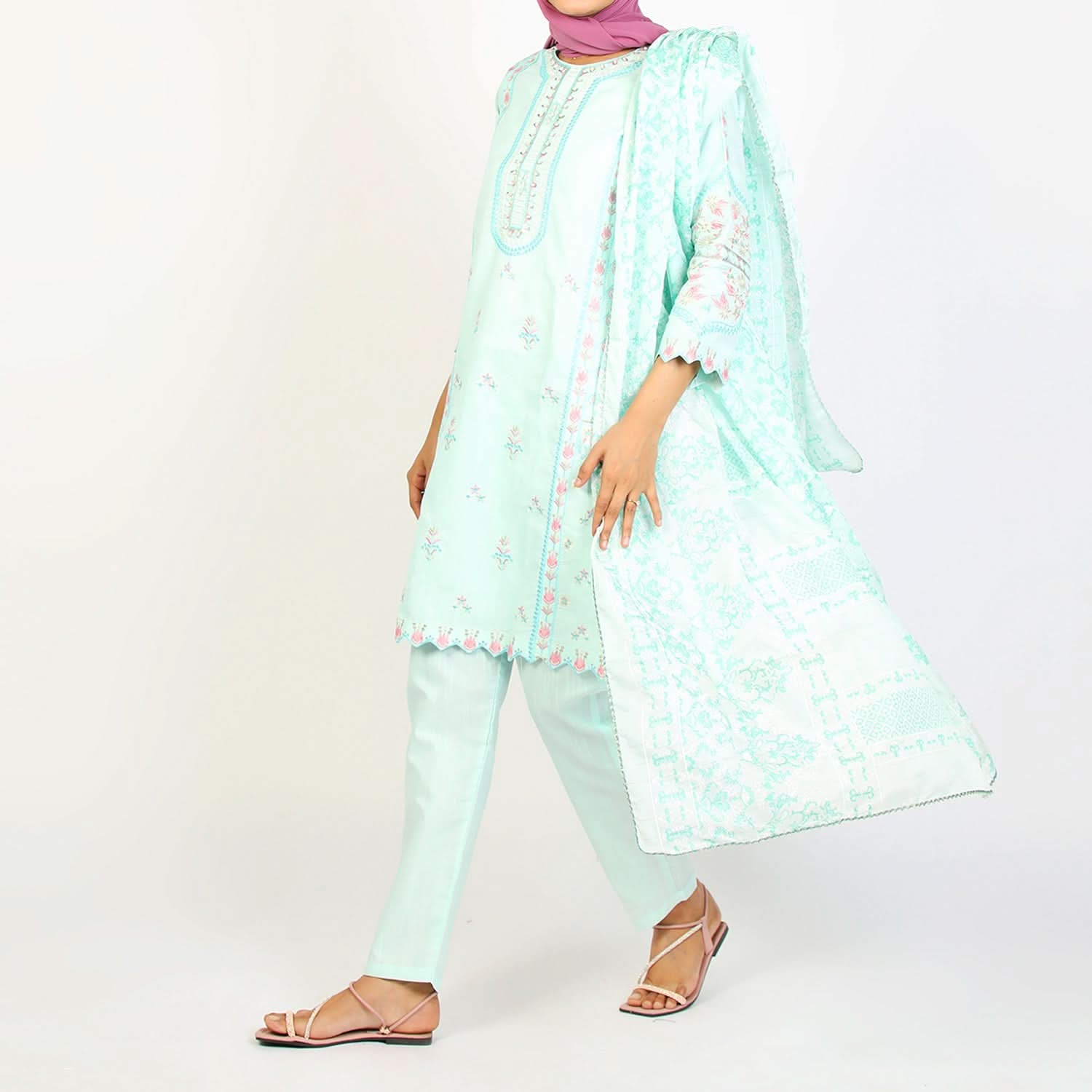 Women's Embroidered Jacquard 3Pcs Suit