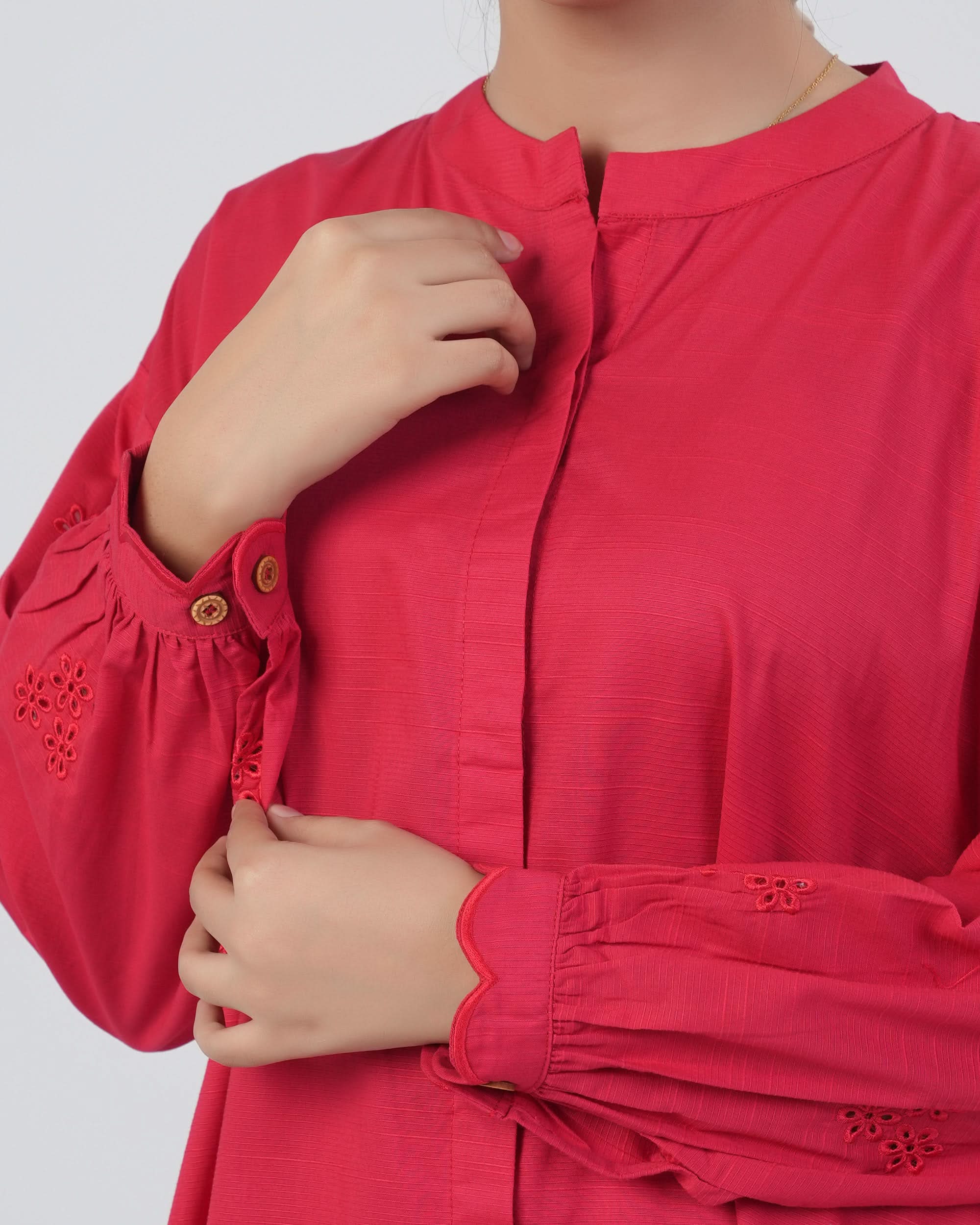 Women’s Stitched 2-Piece Cotton Co-Ord Set – Pink