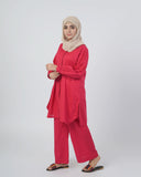 Women’s Stitched 2-Piece Cotton Co-Ord Set – Pink
