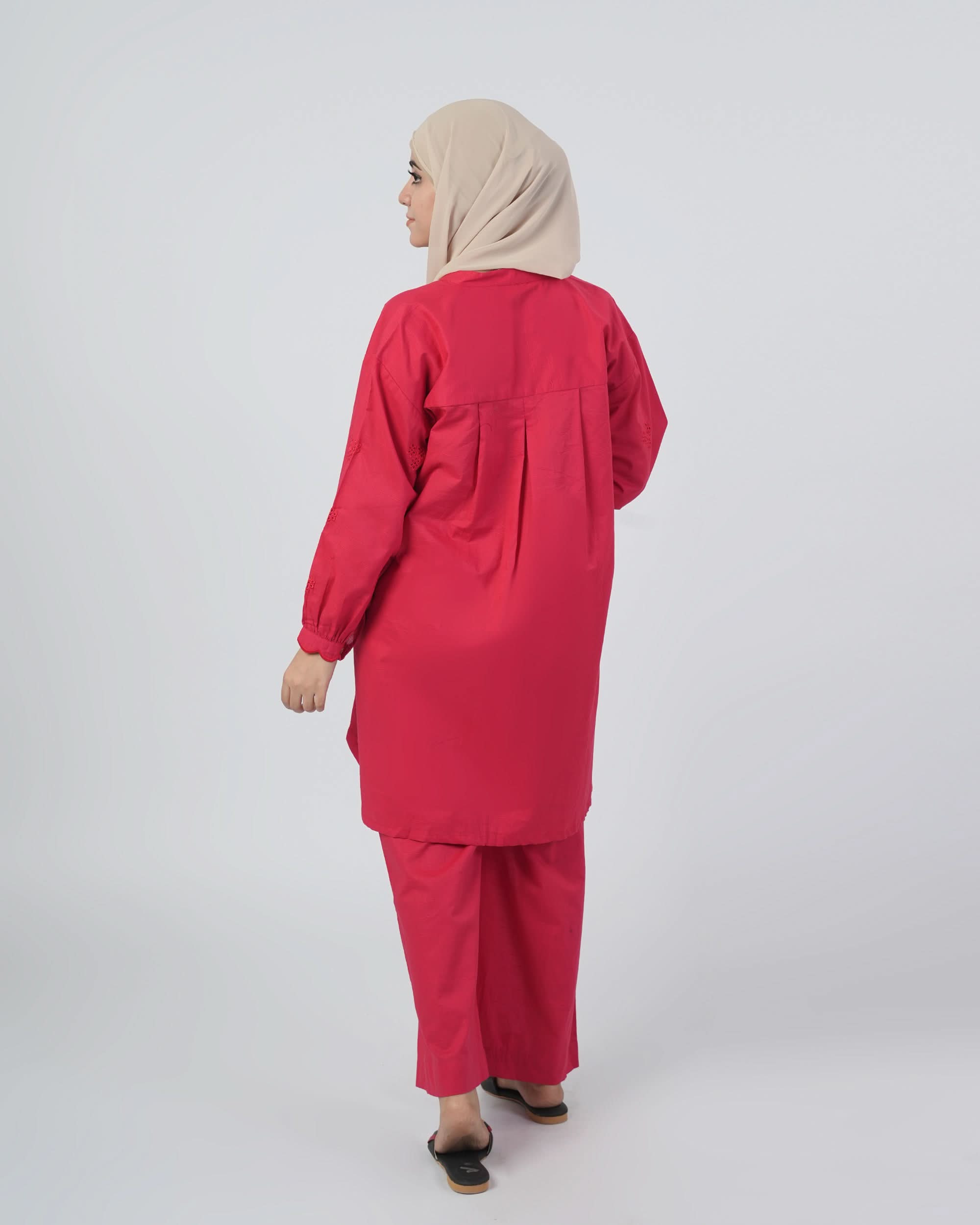 Women’s Stitched 2-Piece Cotton Co-Ord Set – Pink
