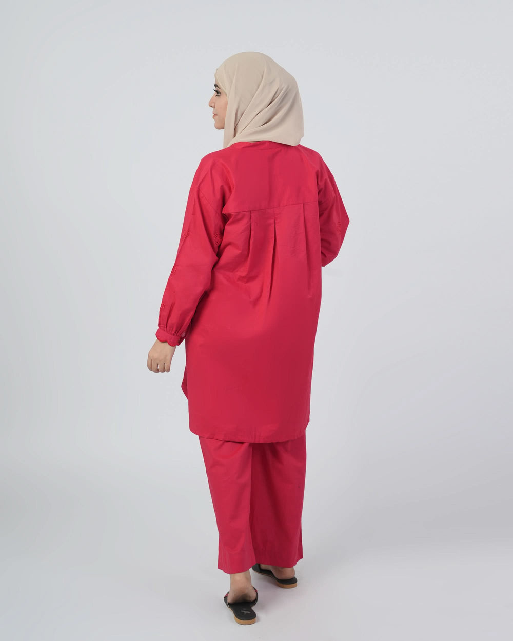 Women’s Stitched 2-Piece Cotton Co-Ord Set – Pink