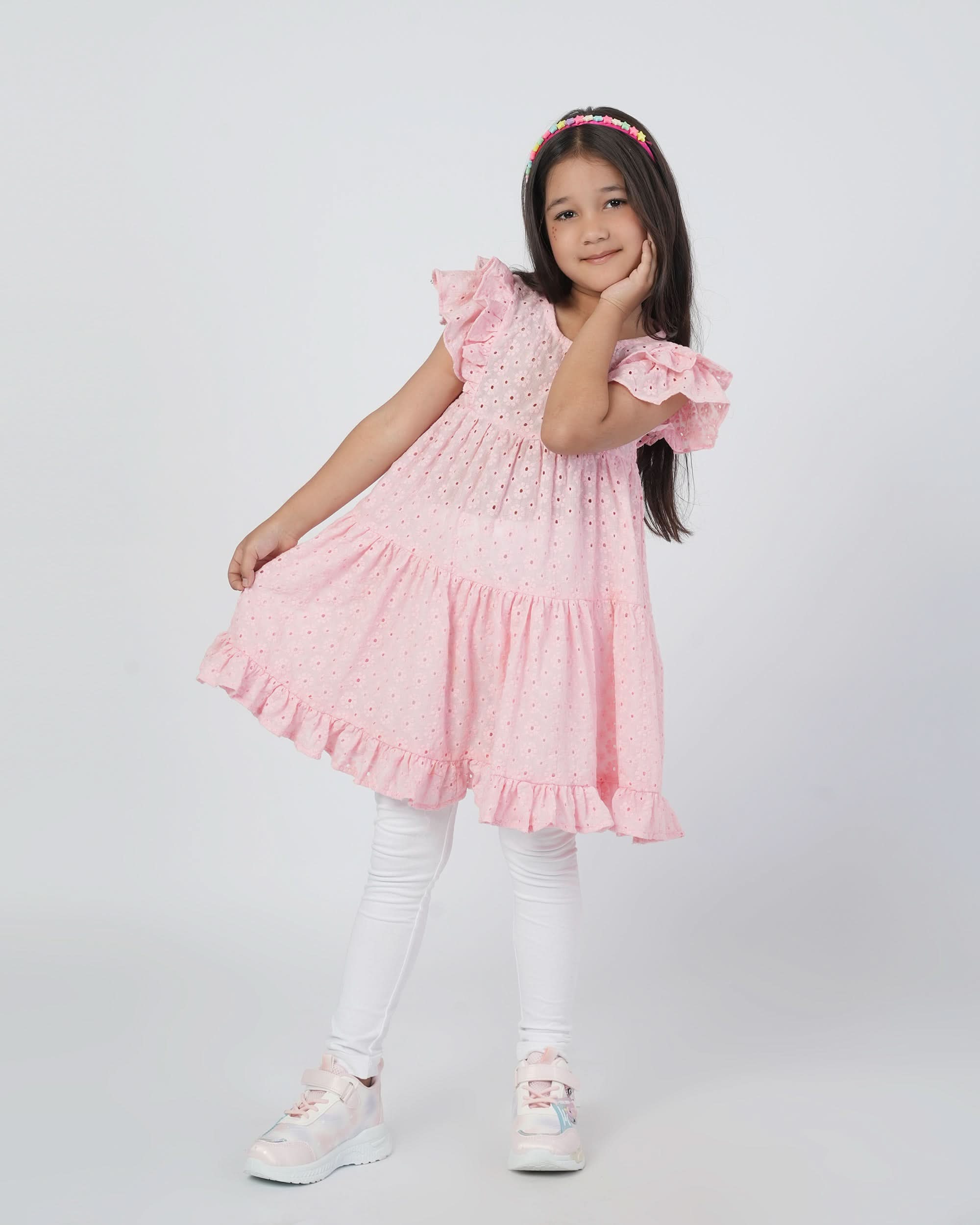 Eminent Girl’s Embroidered Schiffli Frock