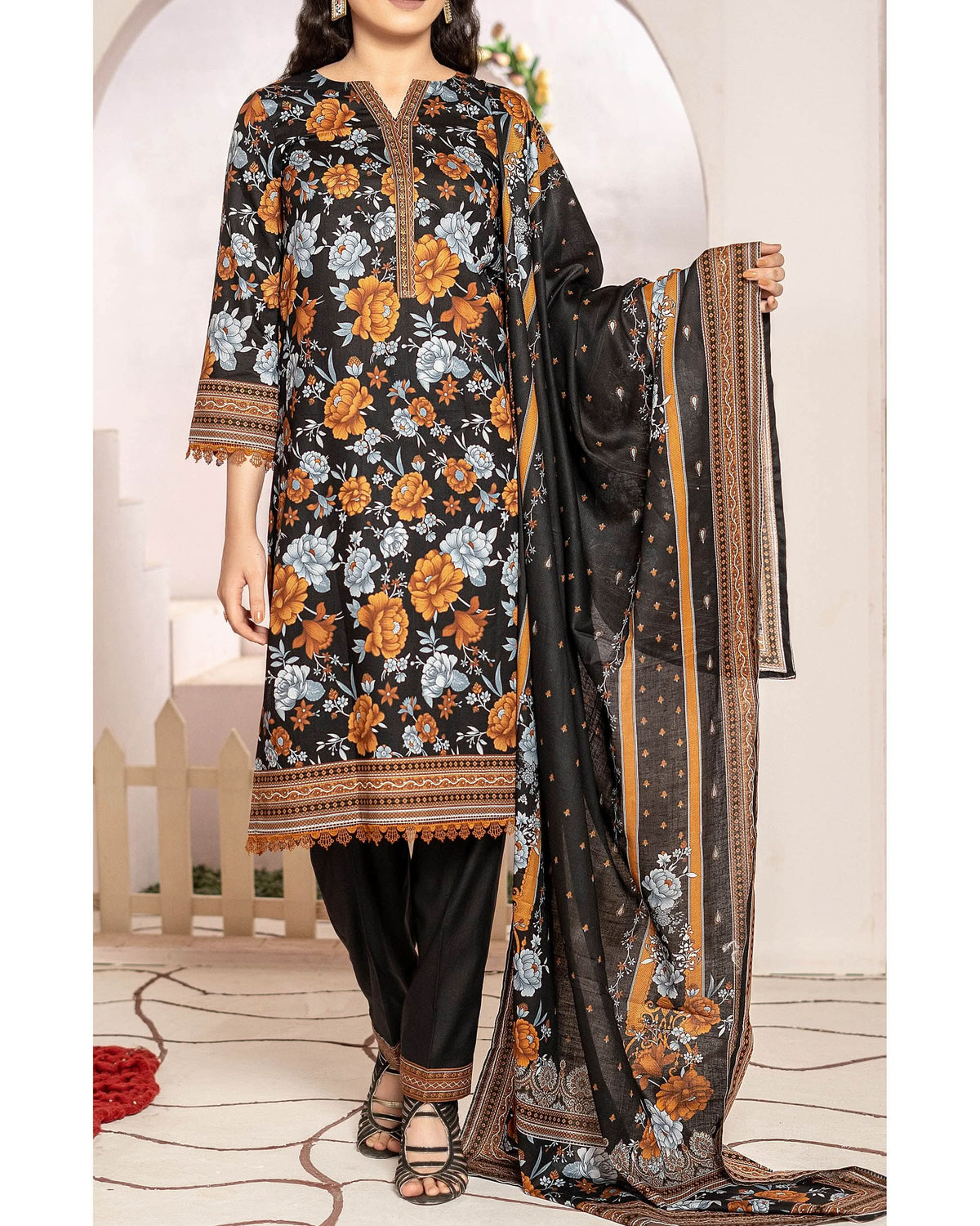DAMAN Cambric Printed Suit 3PCS By Vs Textile-604
