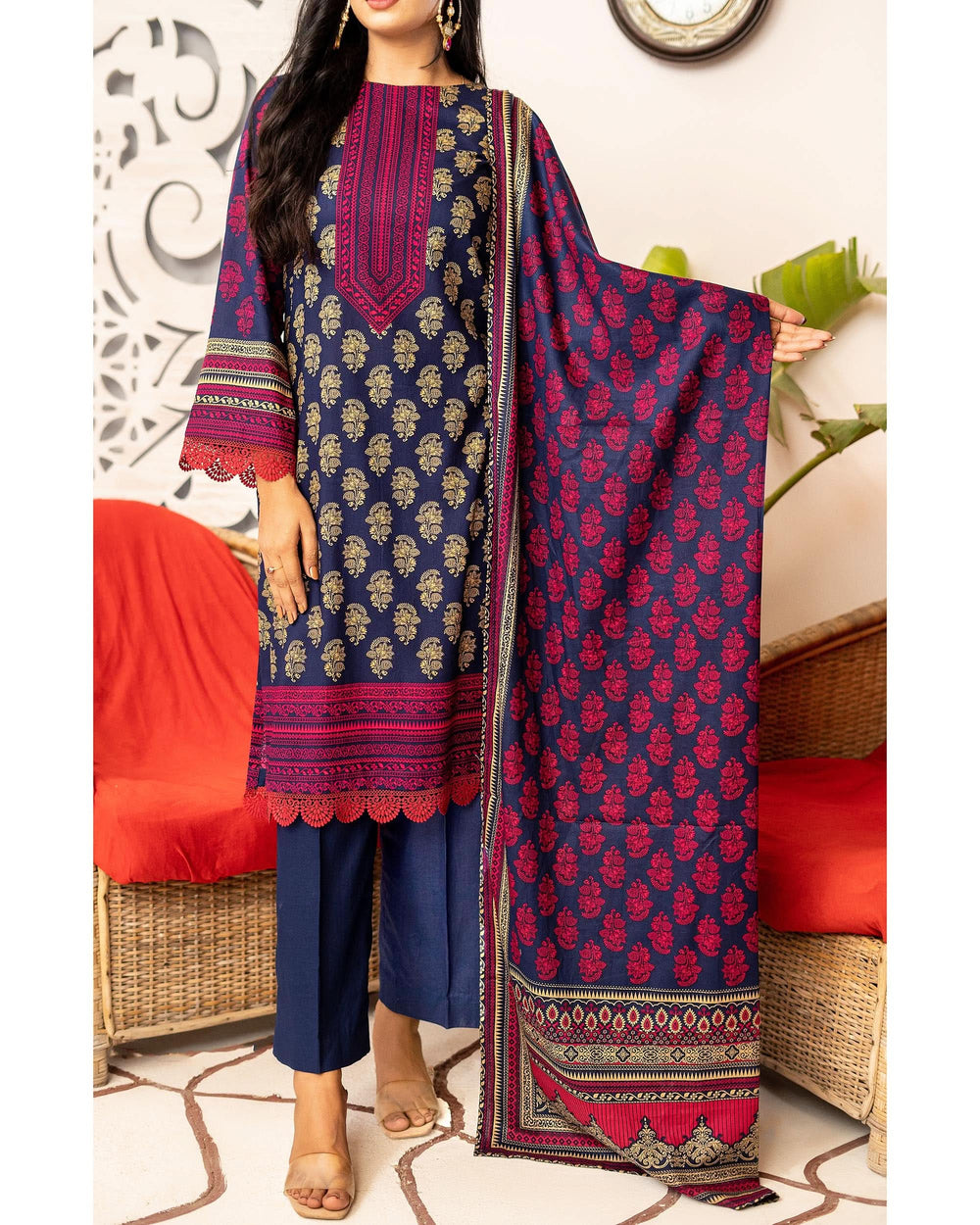 DAMAN Cambric Printed Suit 3PCS By Vs Textile-603
