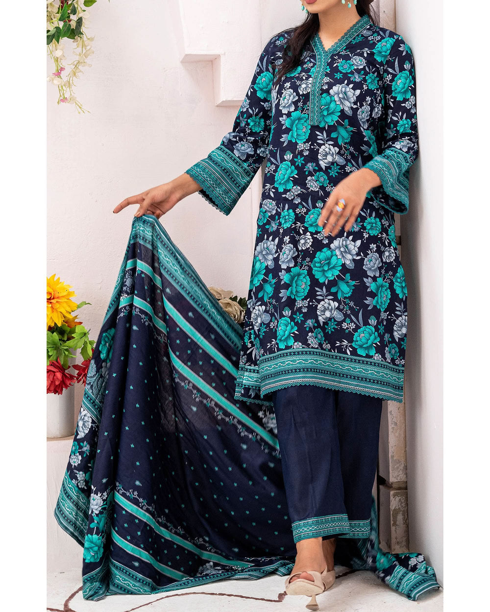 DAMAN Cambric Printed Suit 3PCS By Vs Textile-604
