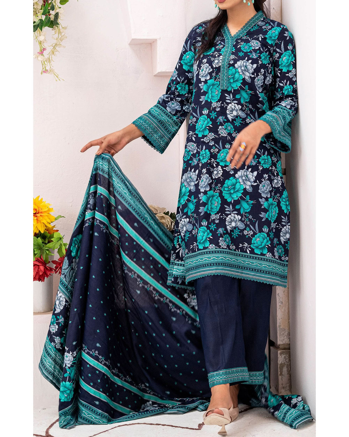 DAMAN Cambric Printed Suit 3PCS By Vs Textile-604