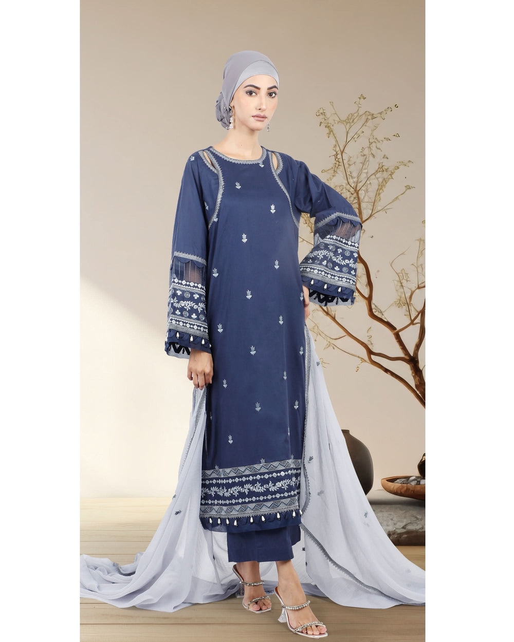 Eminent Cambric Digital Embroidered 3-Piece Suit