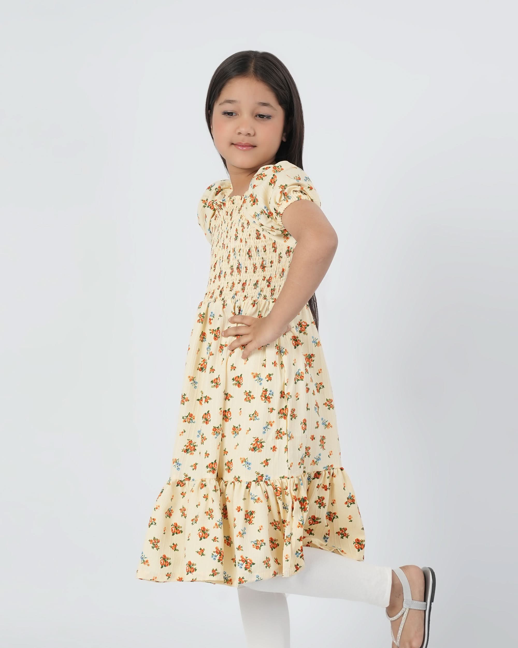 Eminent Girls Woven Frock - Fawn