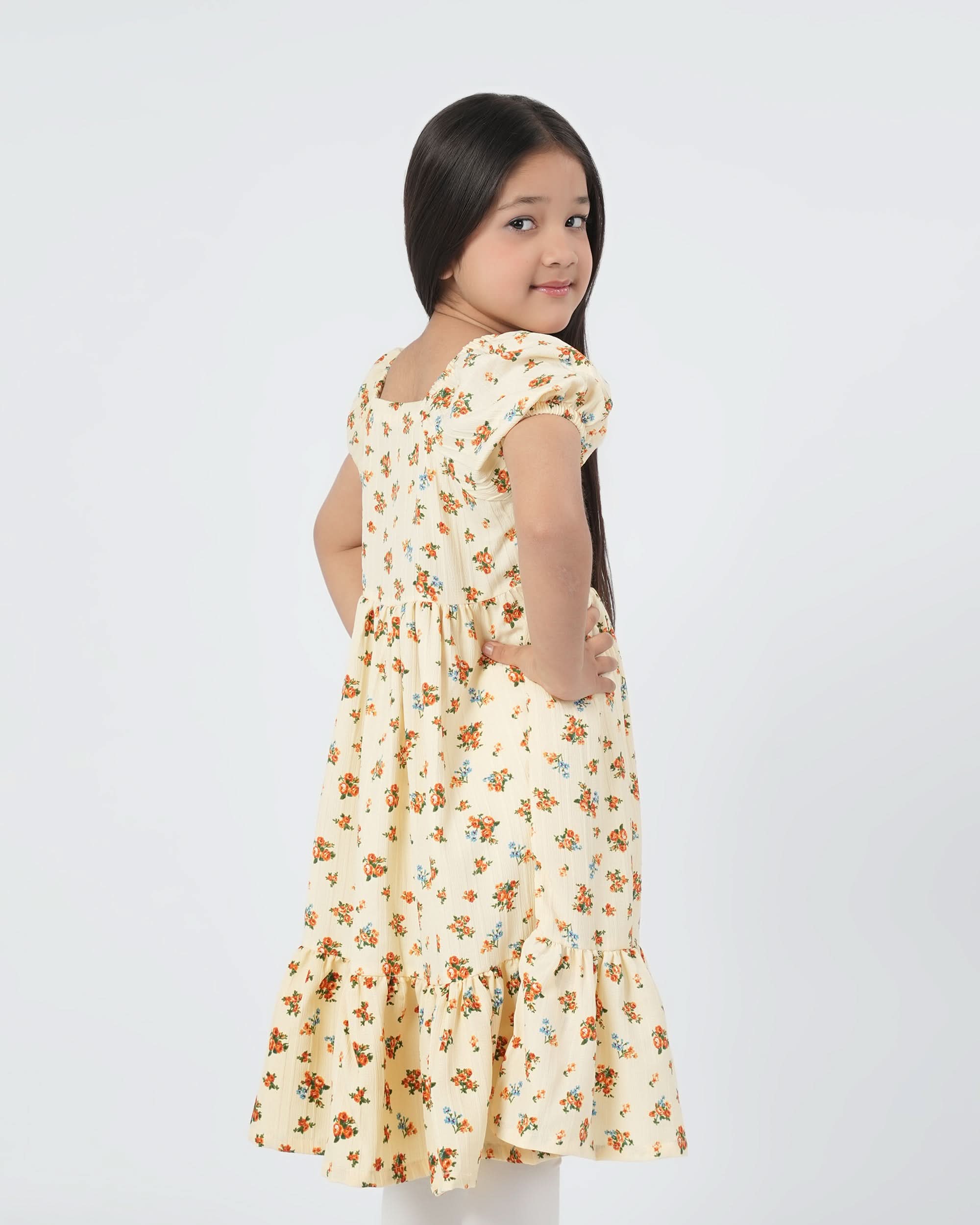 Eminent Girls Woven Frock - Fawn