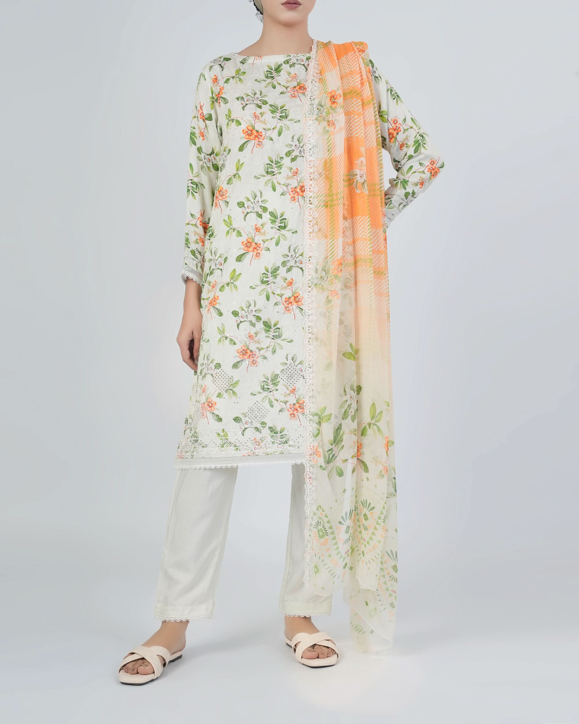 Eminent Women'S Printed Embroidered 3Pcs Suits
