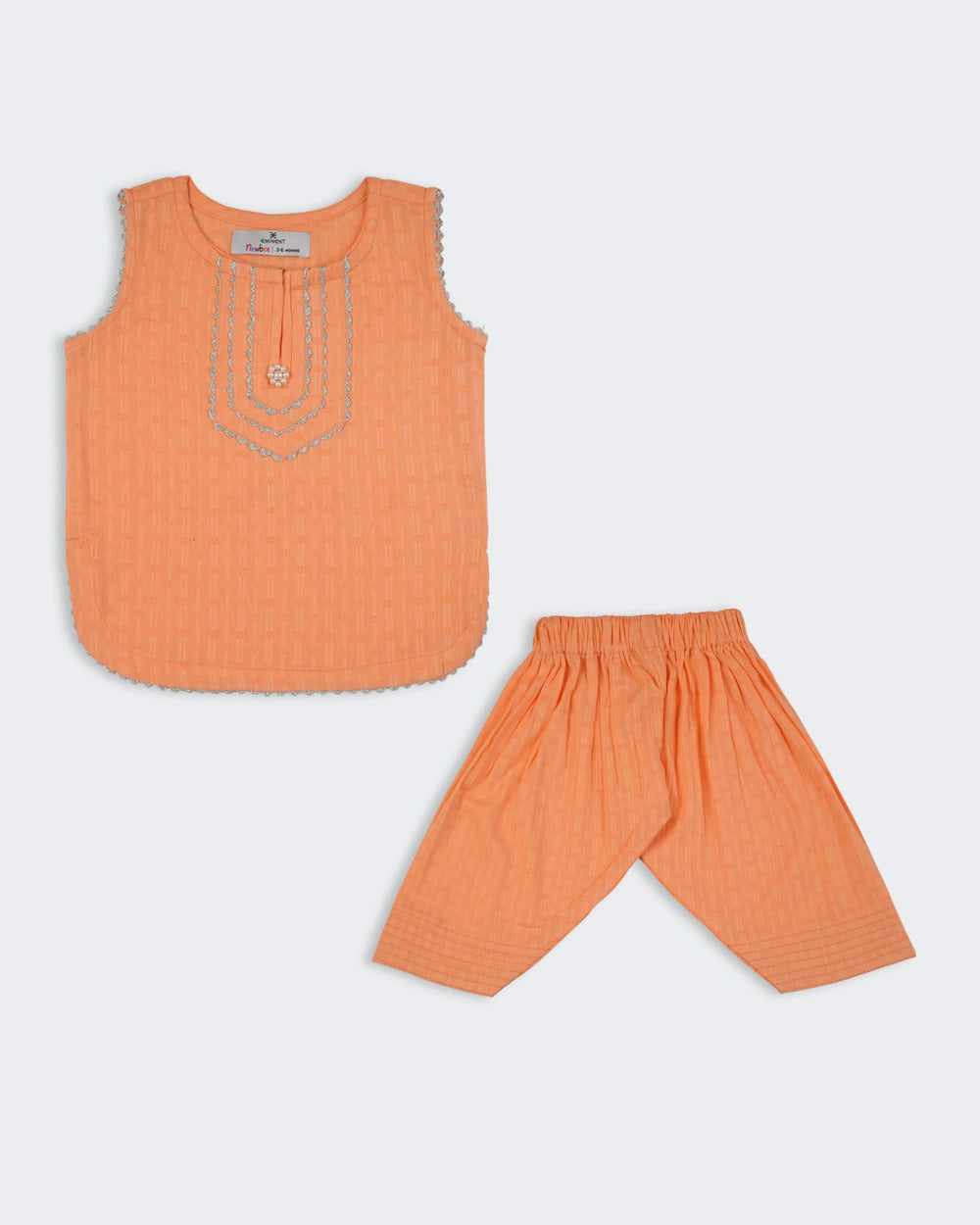 Eminent Newborn Girls Solid Jacquard 2 Pcs Suit