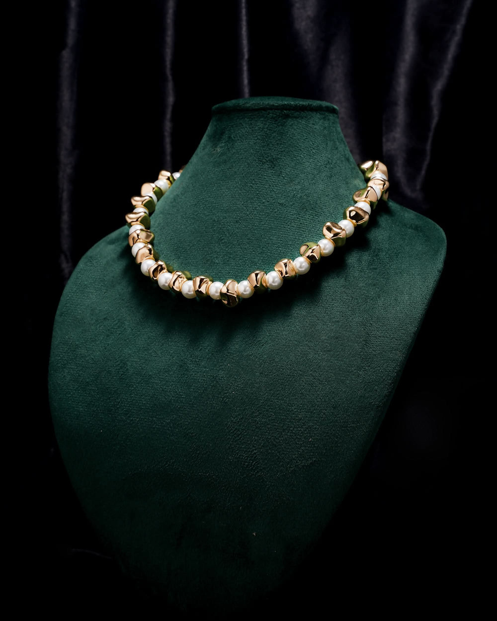 Eminent Golden Pearl Bead Necklace