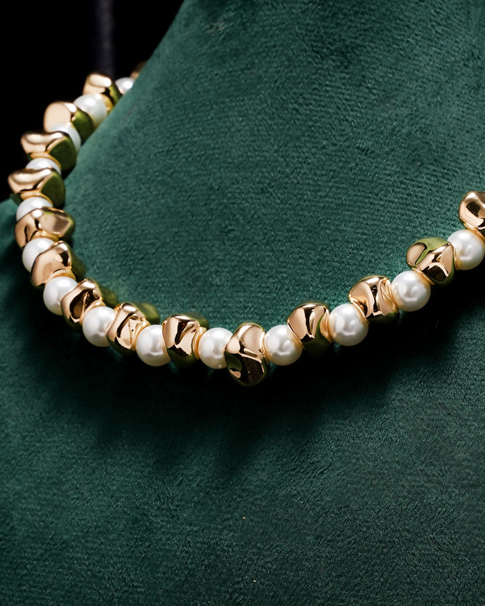 Eminent Golden Pearl Bead Necklace
