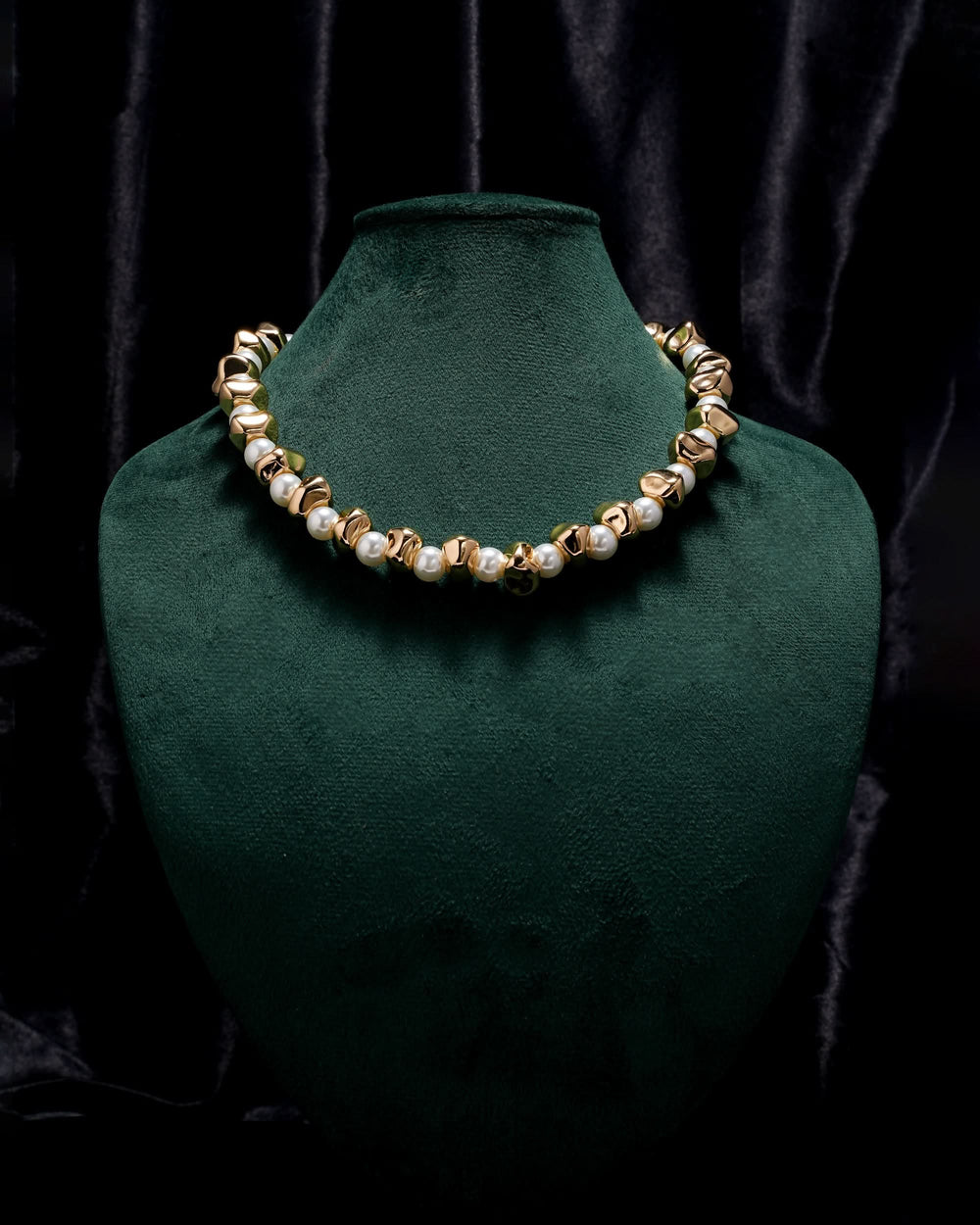 Eminent Golden Pearl Bead Necklace