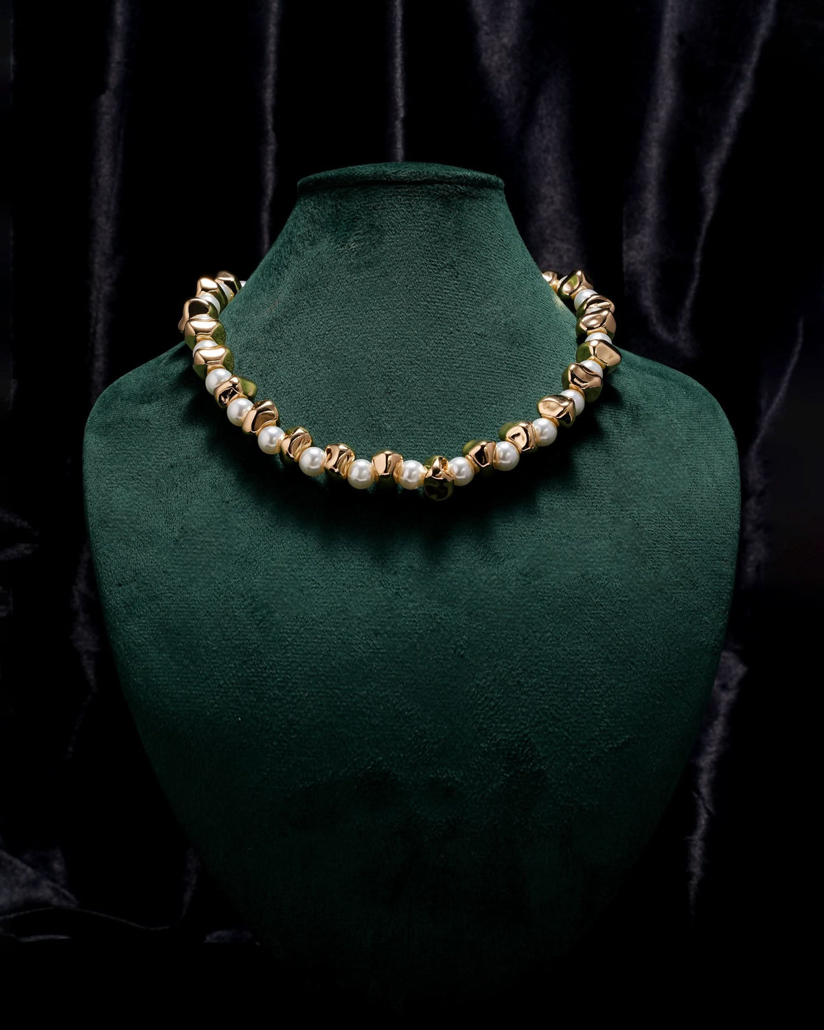 Eminent Golden Pearl Bead Necklace