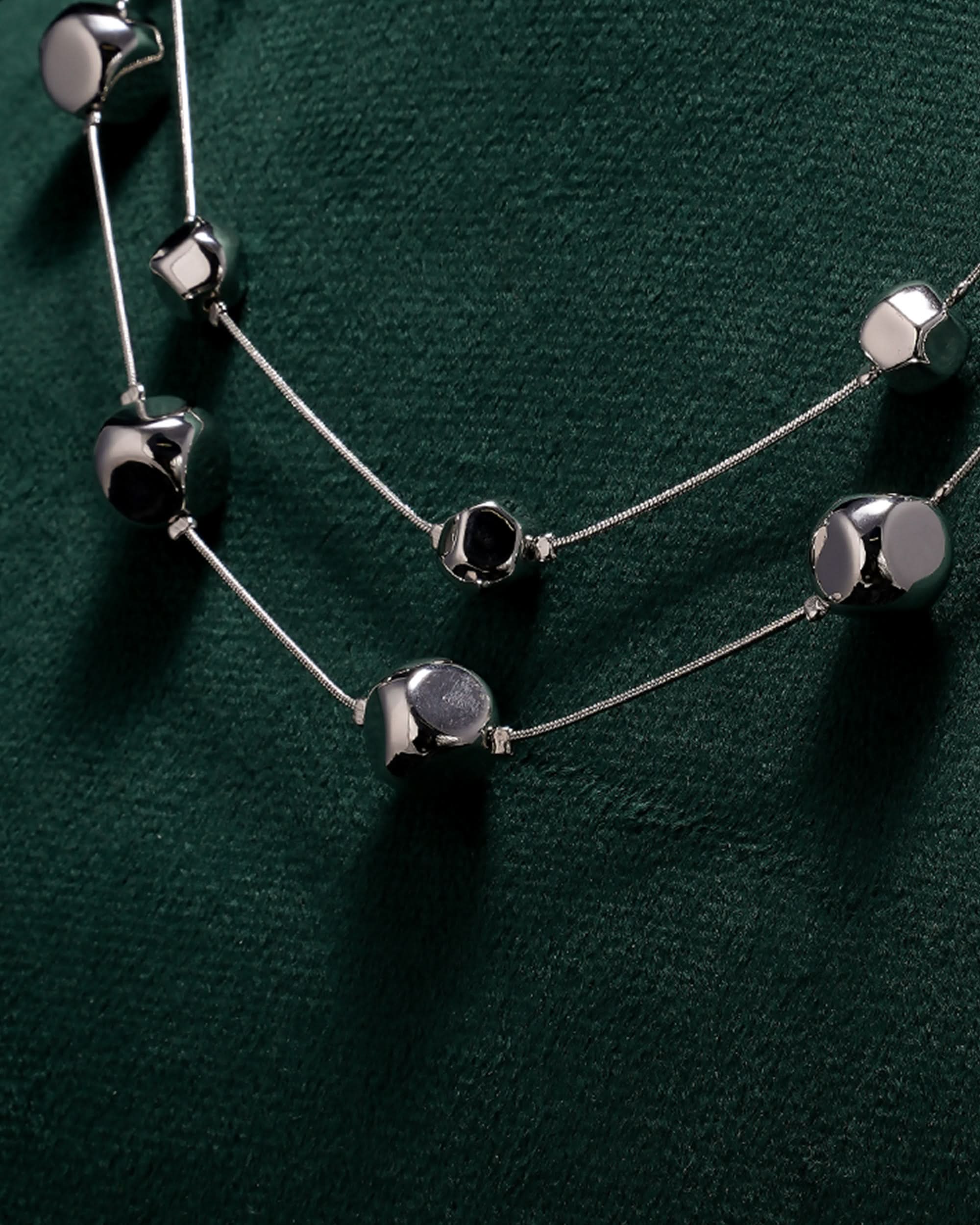 Eminent Silver Prism Layered Necklace