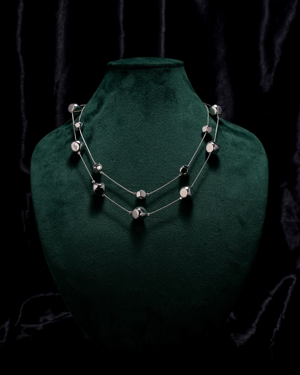 Eminent Silver Prism Layered Necklace