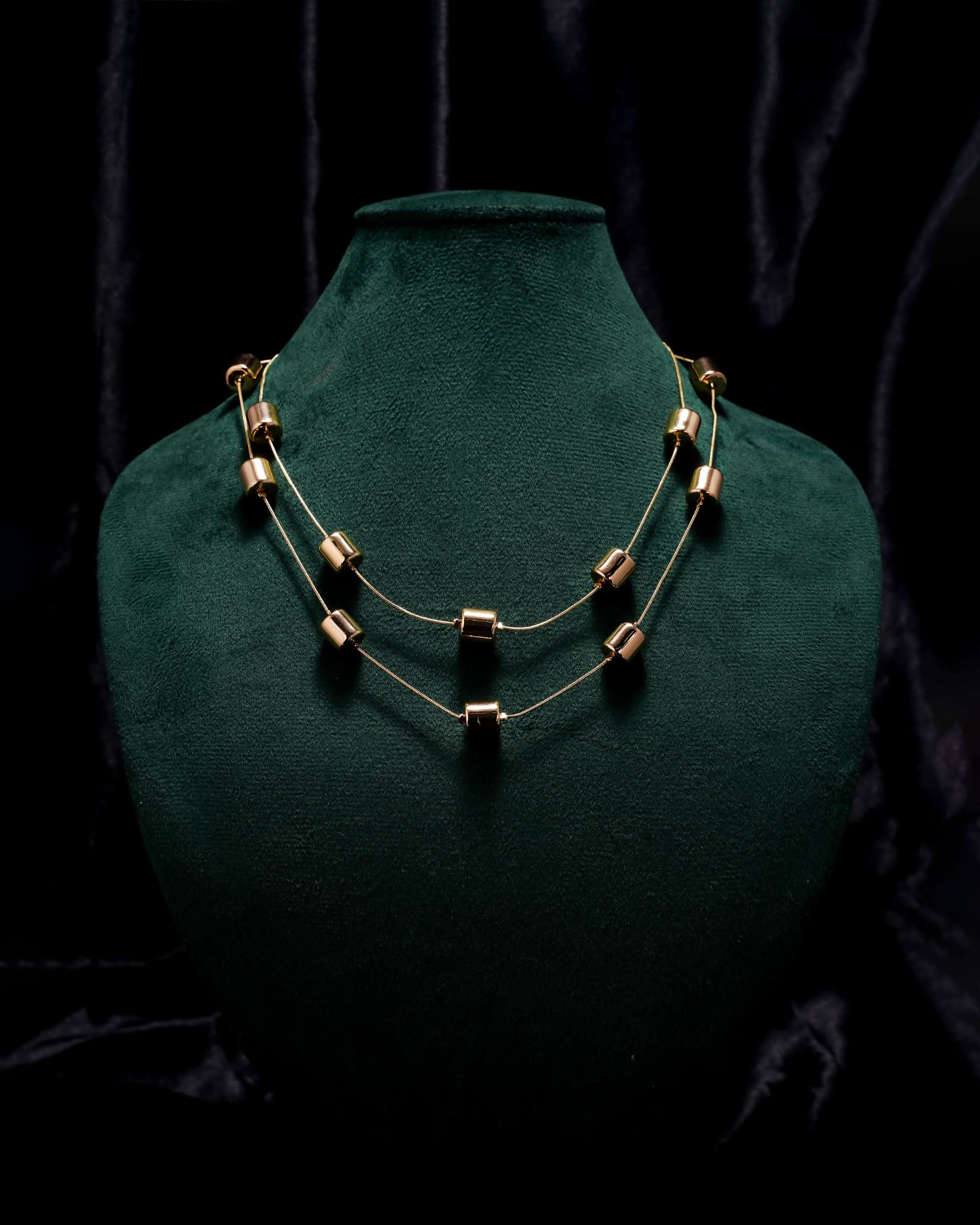 Eminent Golden Blossoms Layered Necklace
