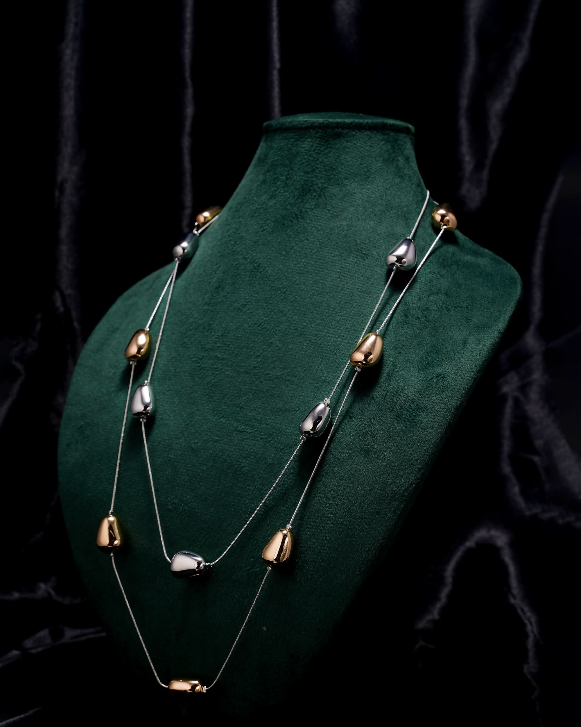 Eminent Dual Tone Drop Layered Necklace