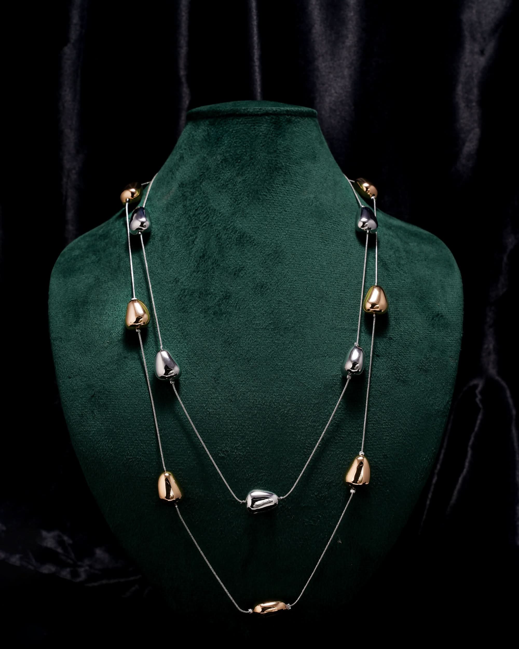 Eminent Dual Tone Drop Layered Necklace