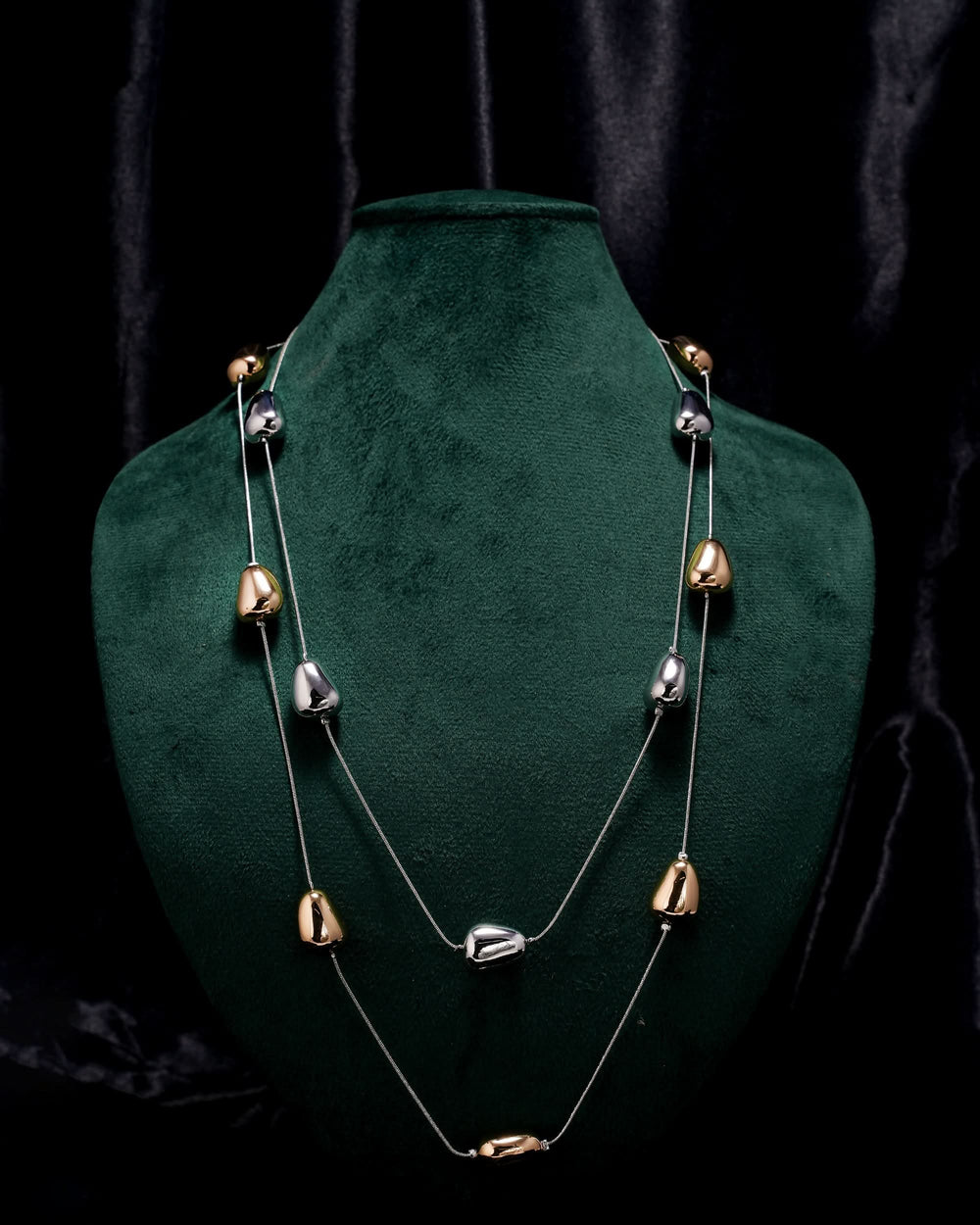 Eminent Dual Tone Drop Layered Necklace