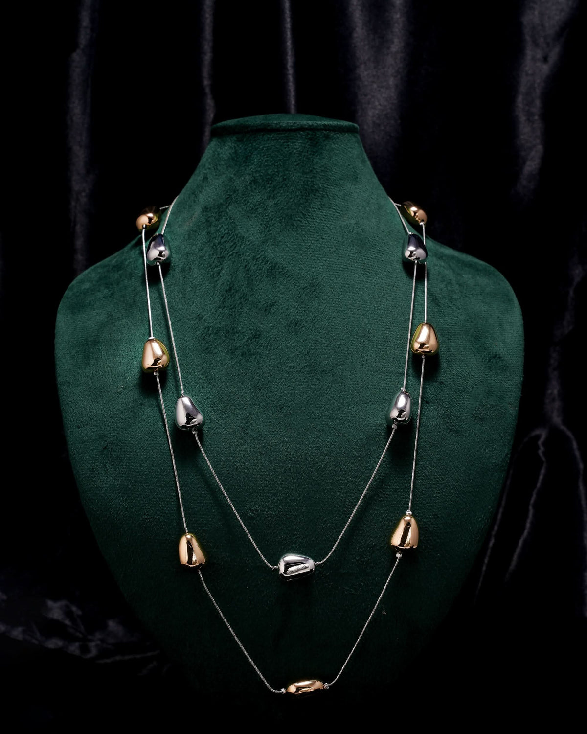 Eminent Dual Tone Drop Layered Necklace