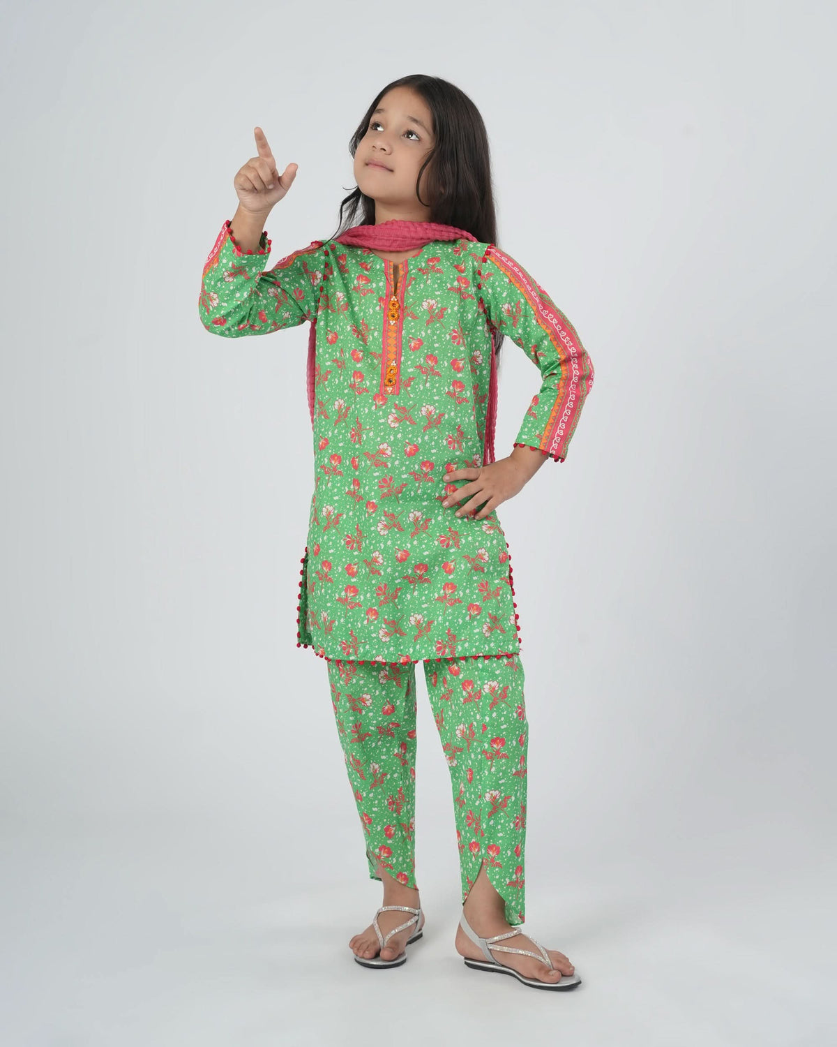 Eminent Girls Printed Shalwar Suit - Green